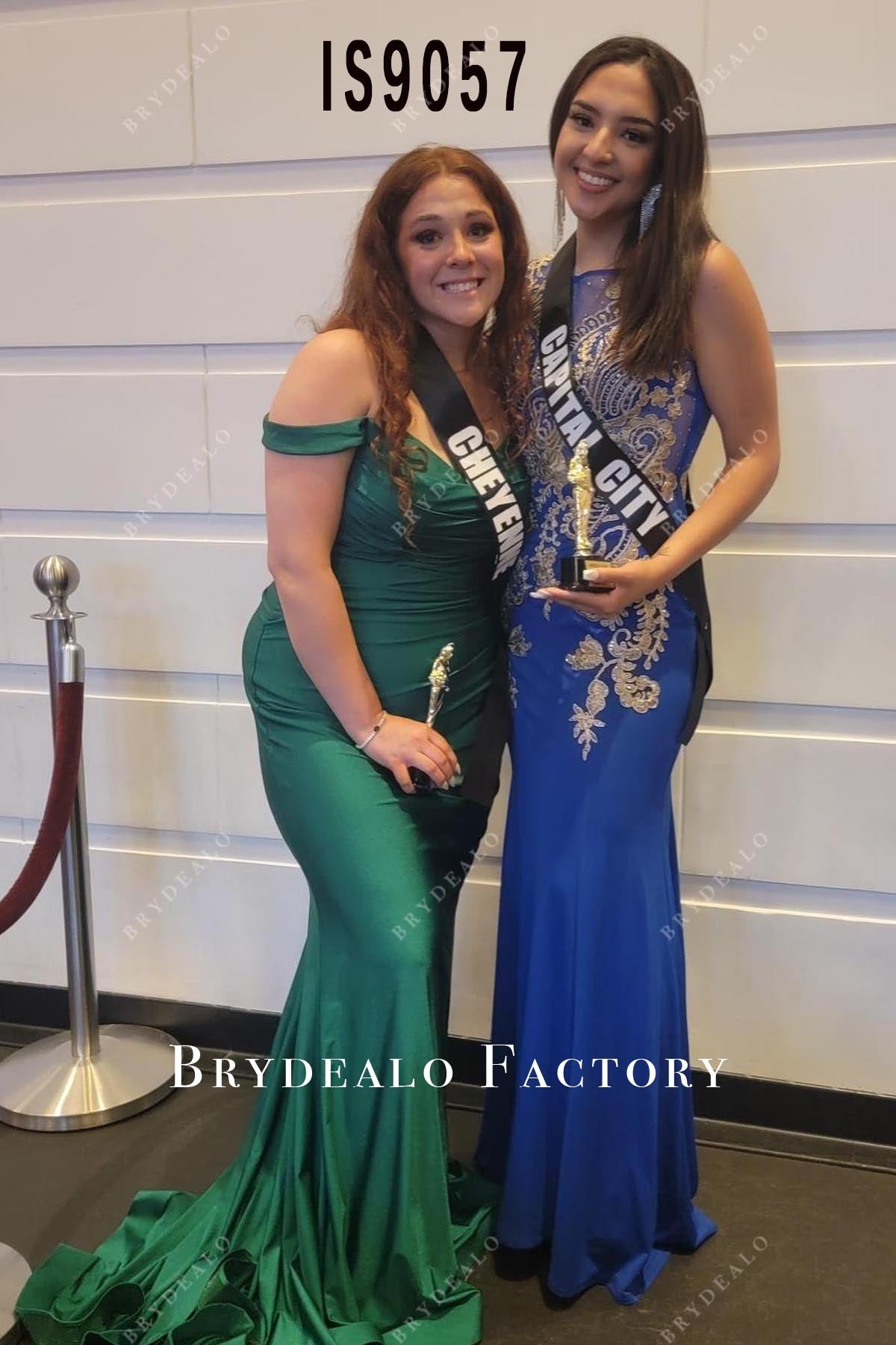 dark green off shoulder mermaid prom dress