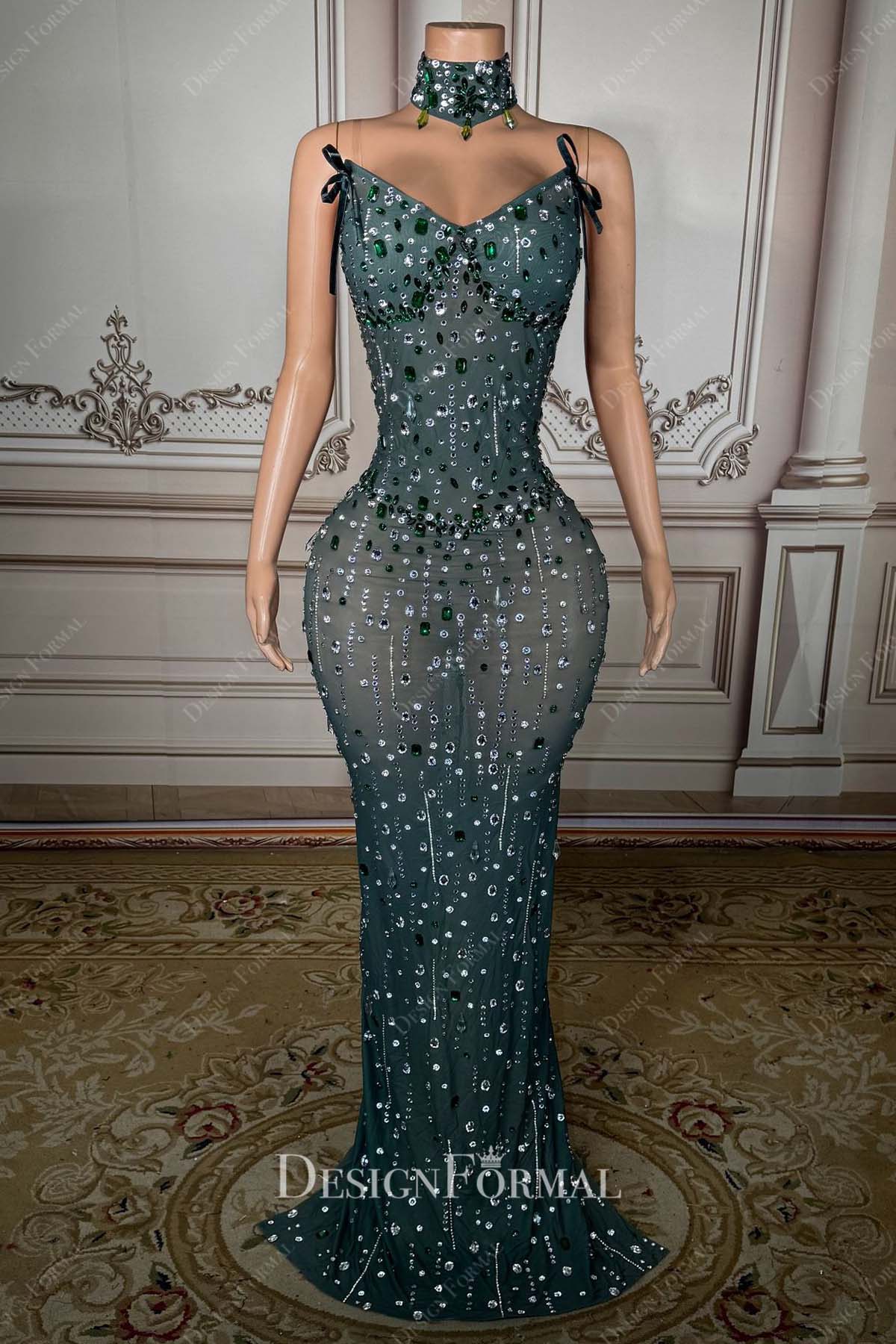 dark green strapless v neck prom dress