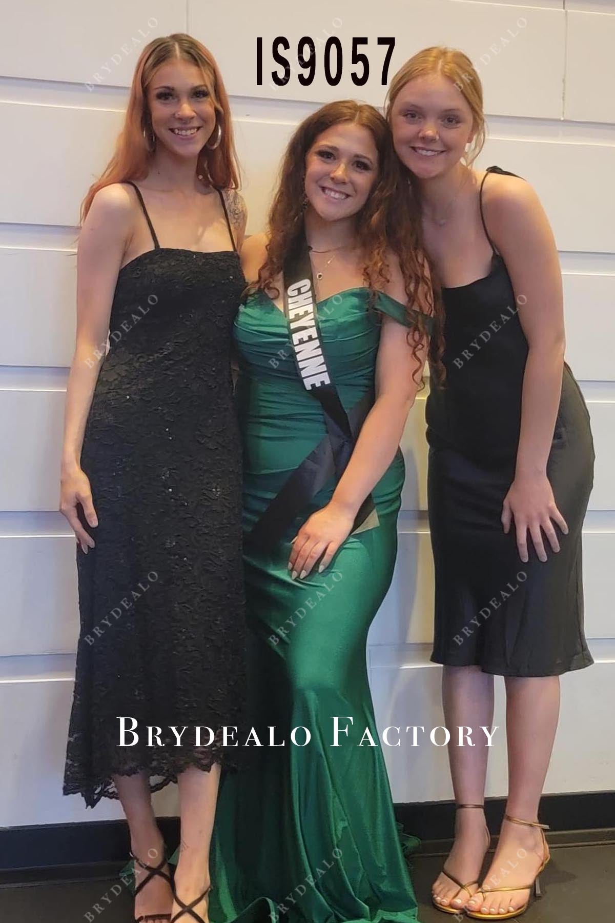 dark green v neck mermaid prom dress