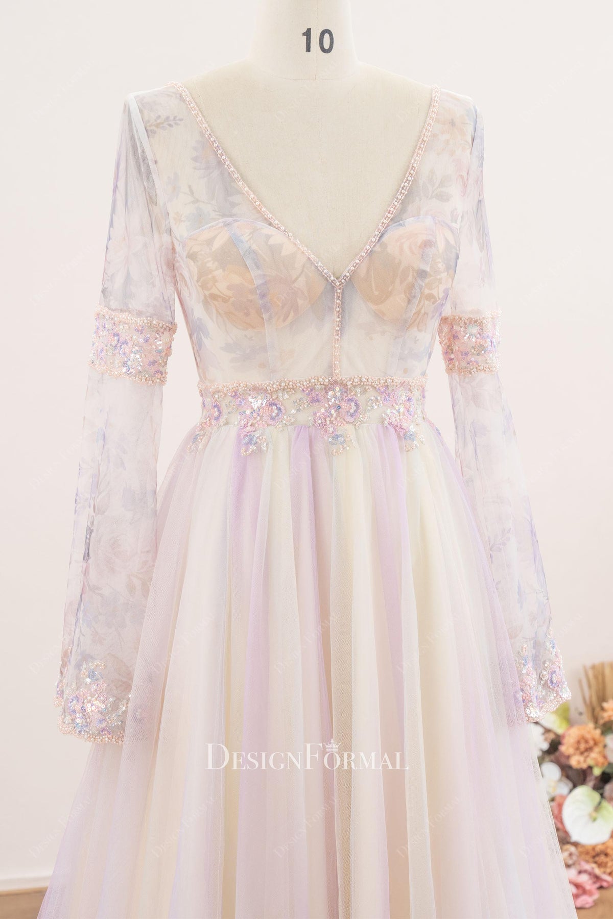 deep v neck wedding dress