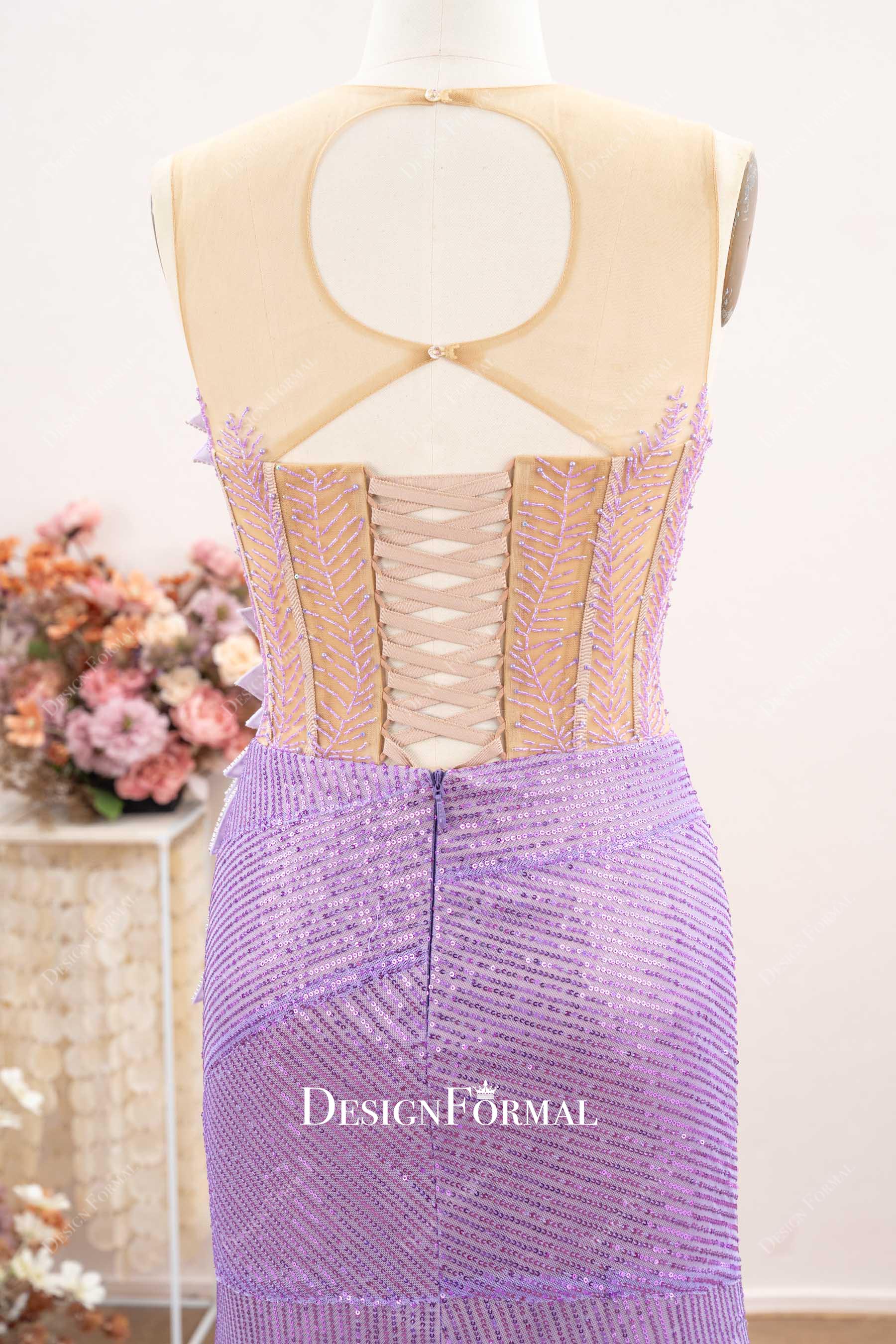 delicate beaded corset back prom dress