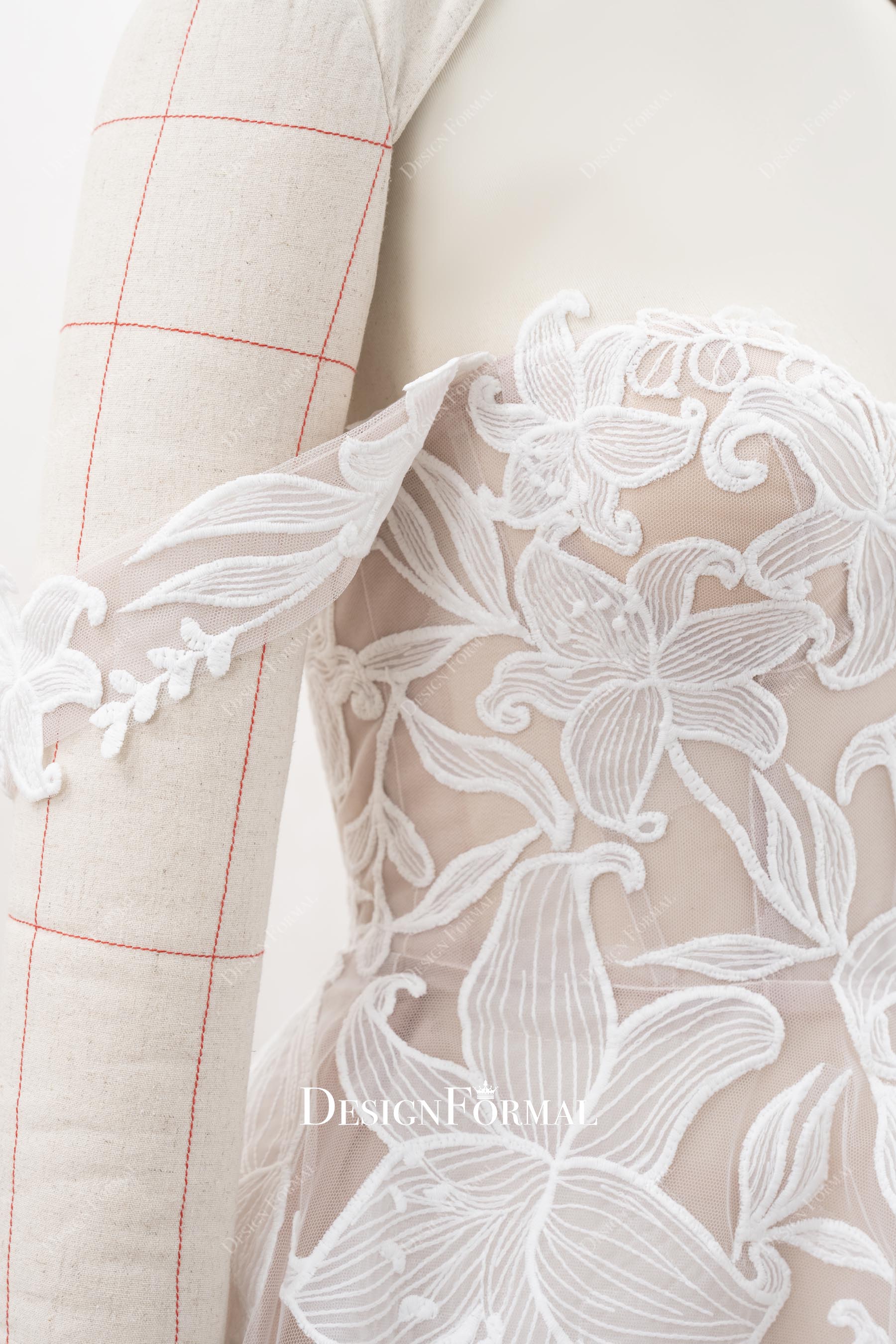 delicate floral lace bridal dress