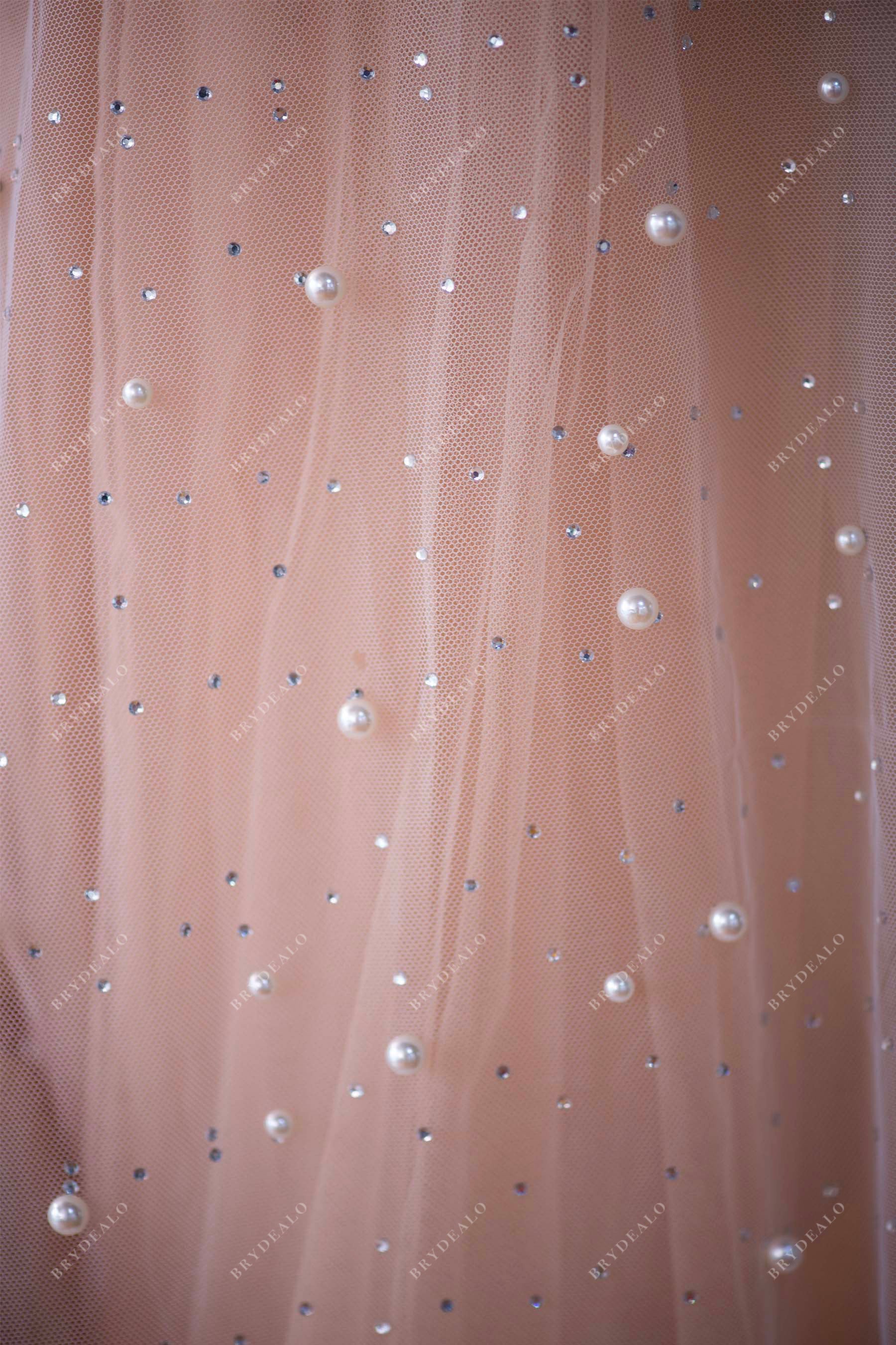 delicate pearl tulle designer dress fabric