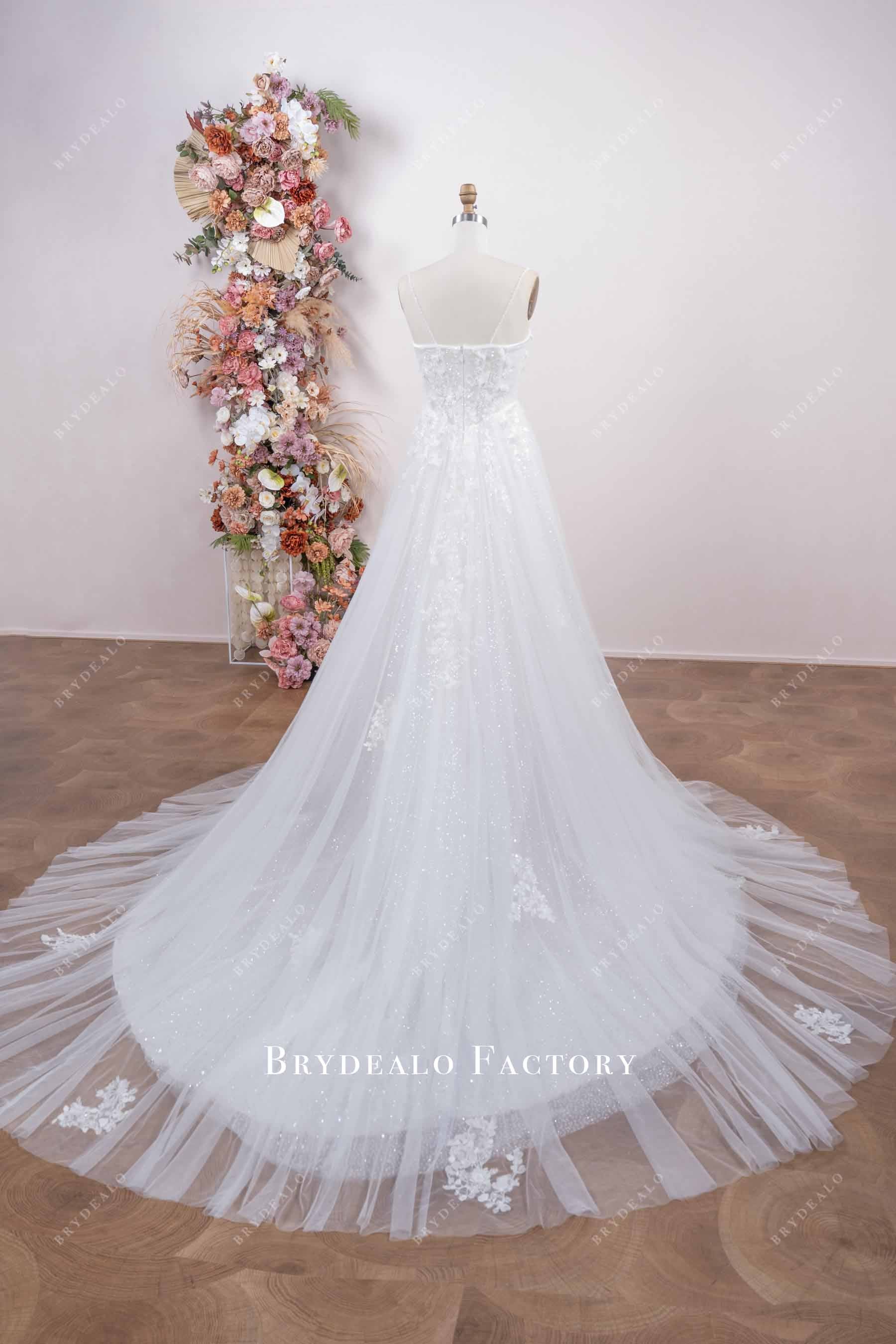 designer A-line long sparkly wedding dress