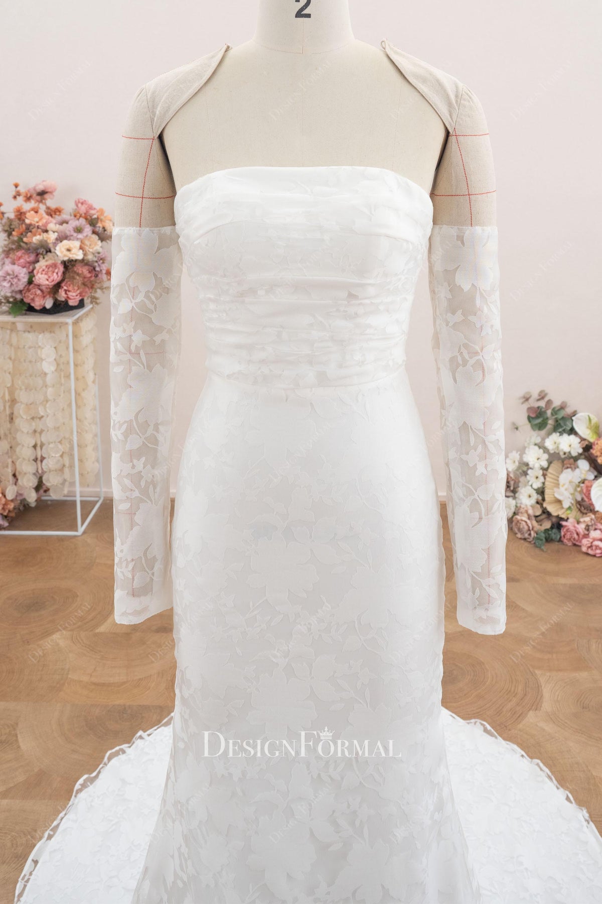 detachable long sleeve wedding dress