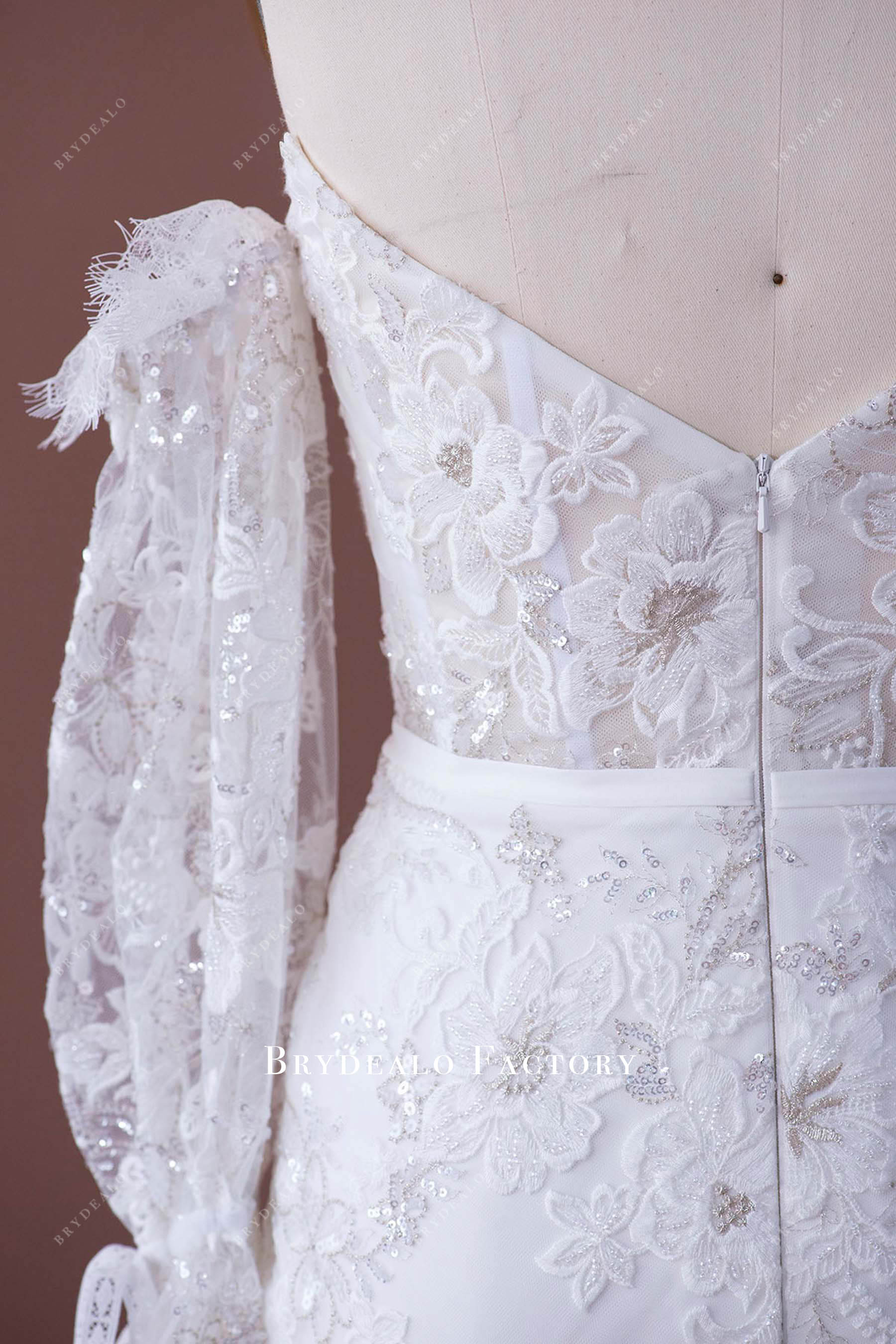 detachable sleeve wedding gown