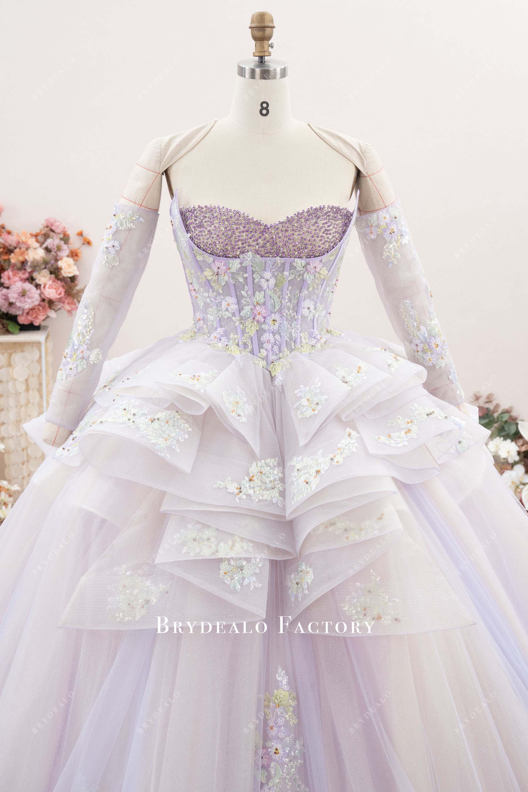 detachable sleeves Quinceanera gown