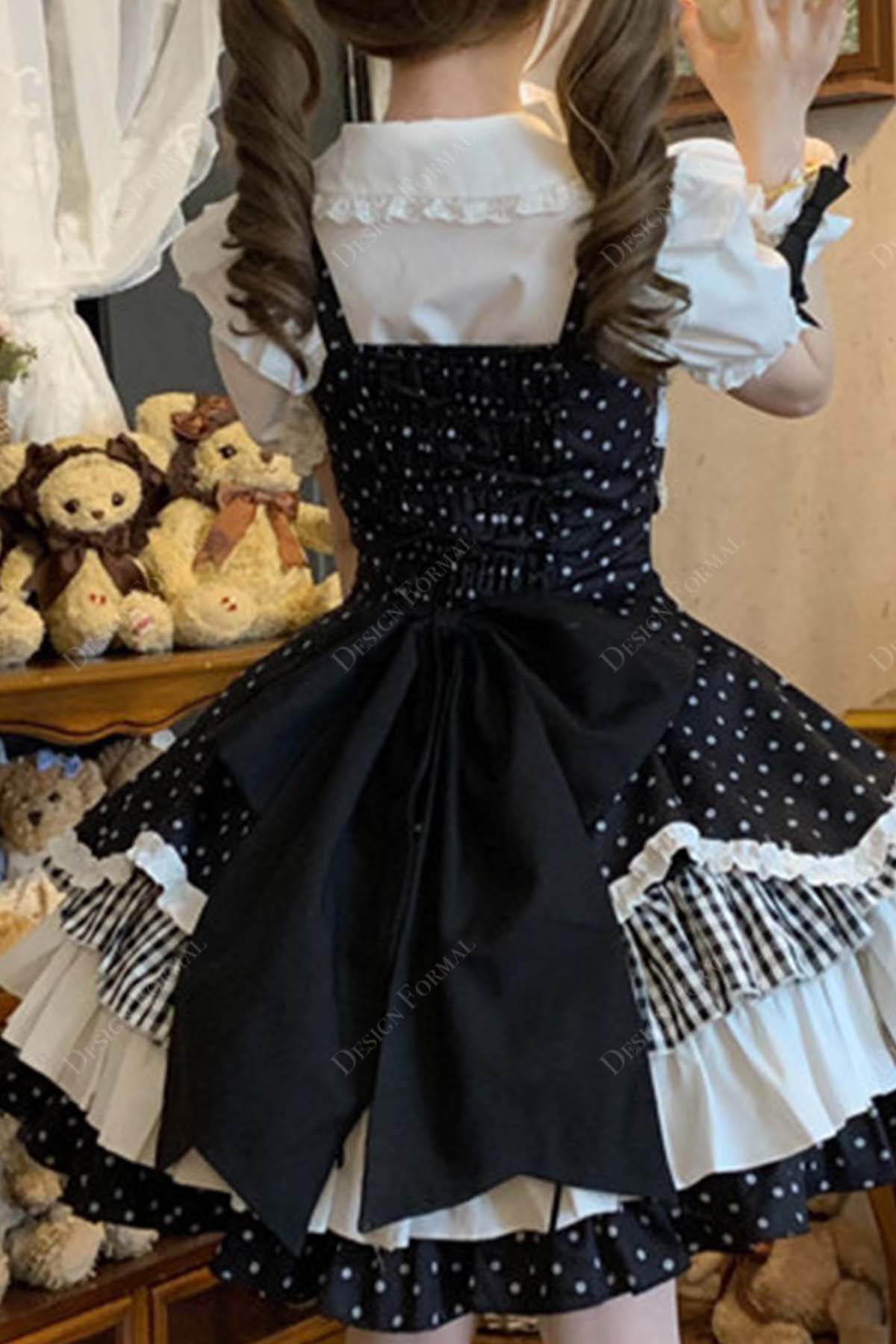 dot black lolita dress back