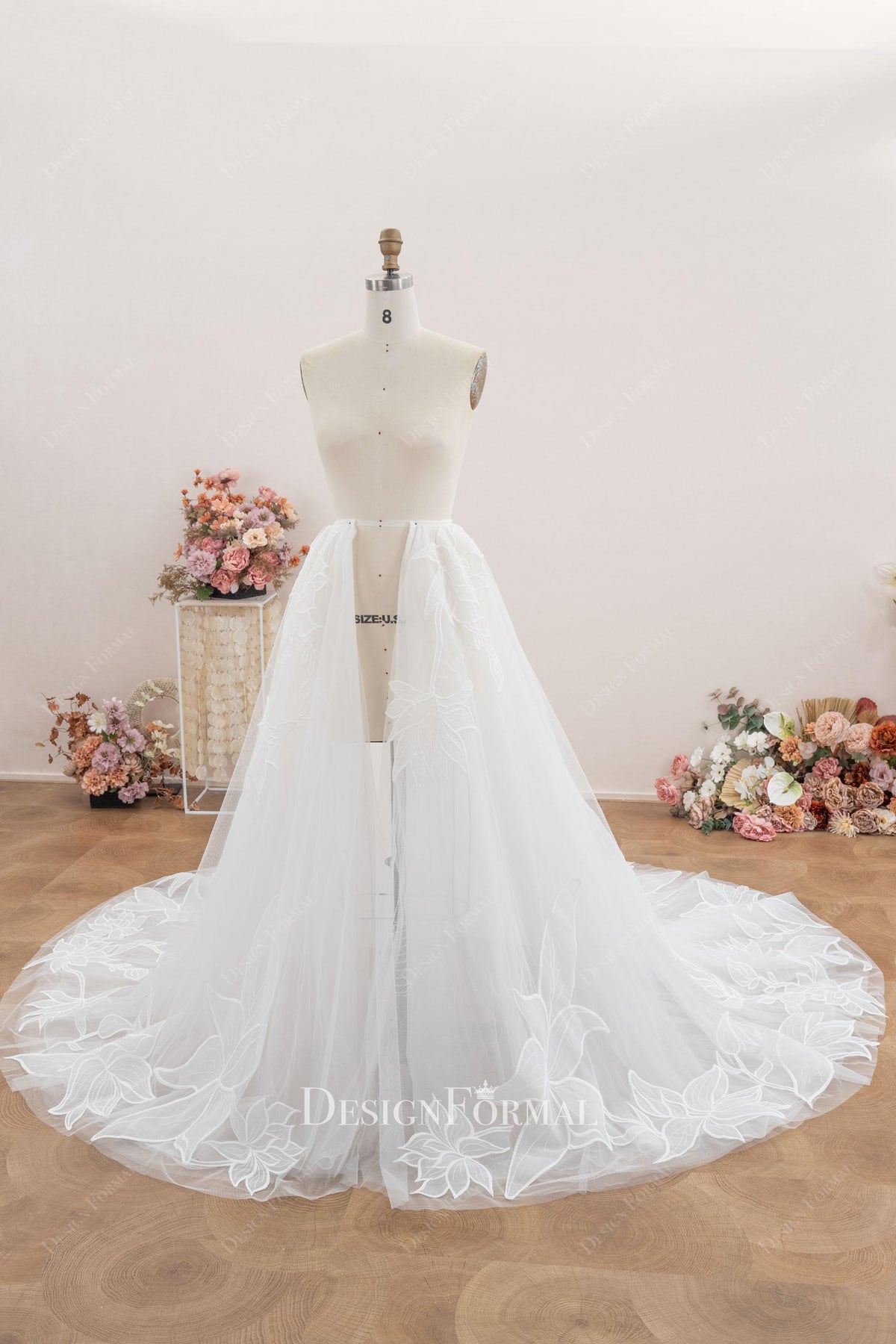 dreamy lace tulle wedding dress overskirt 