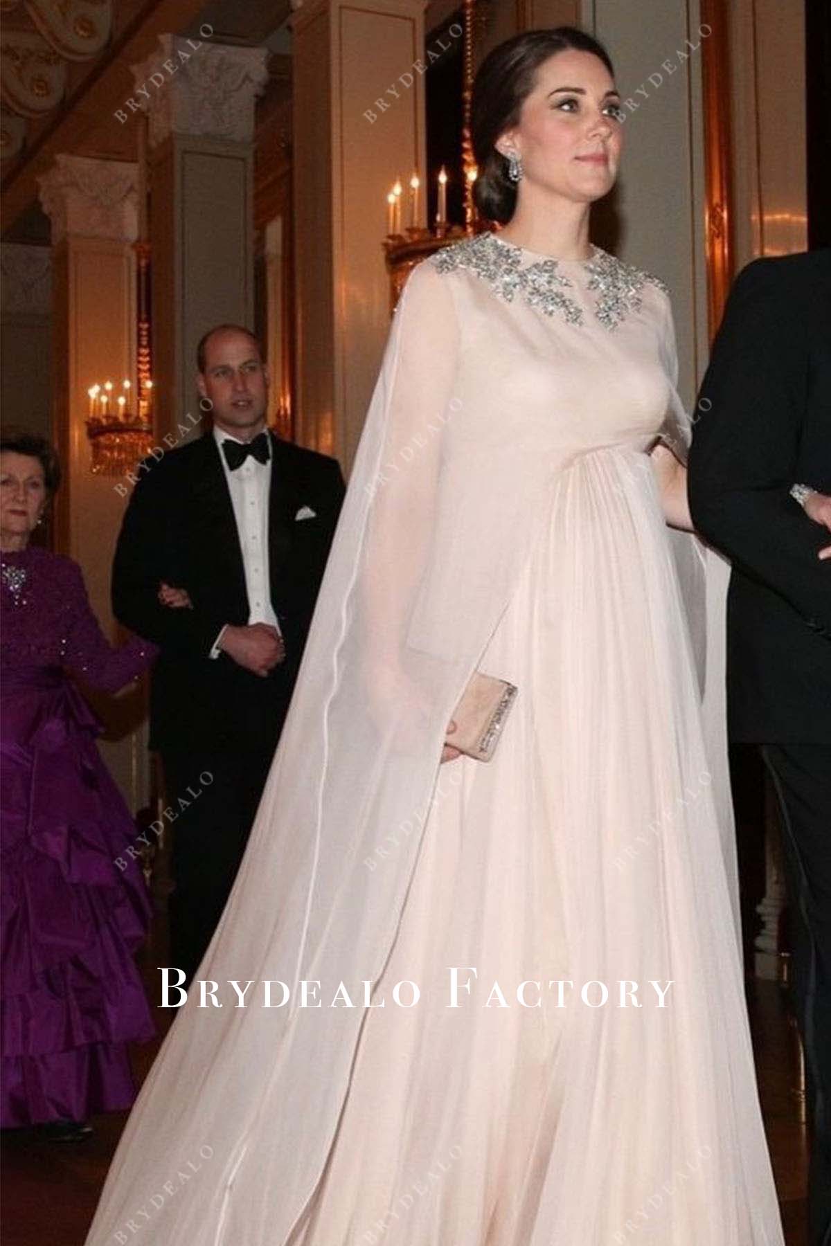 Kate Middleton Maternity Cape Dress 2018 Norway visit Banquet