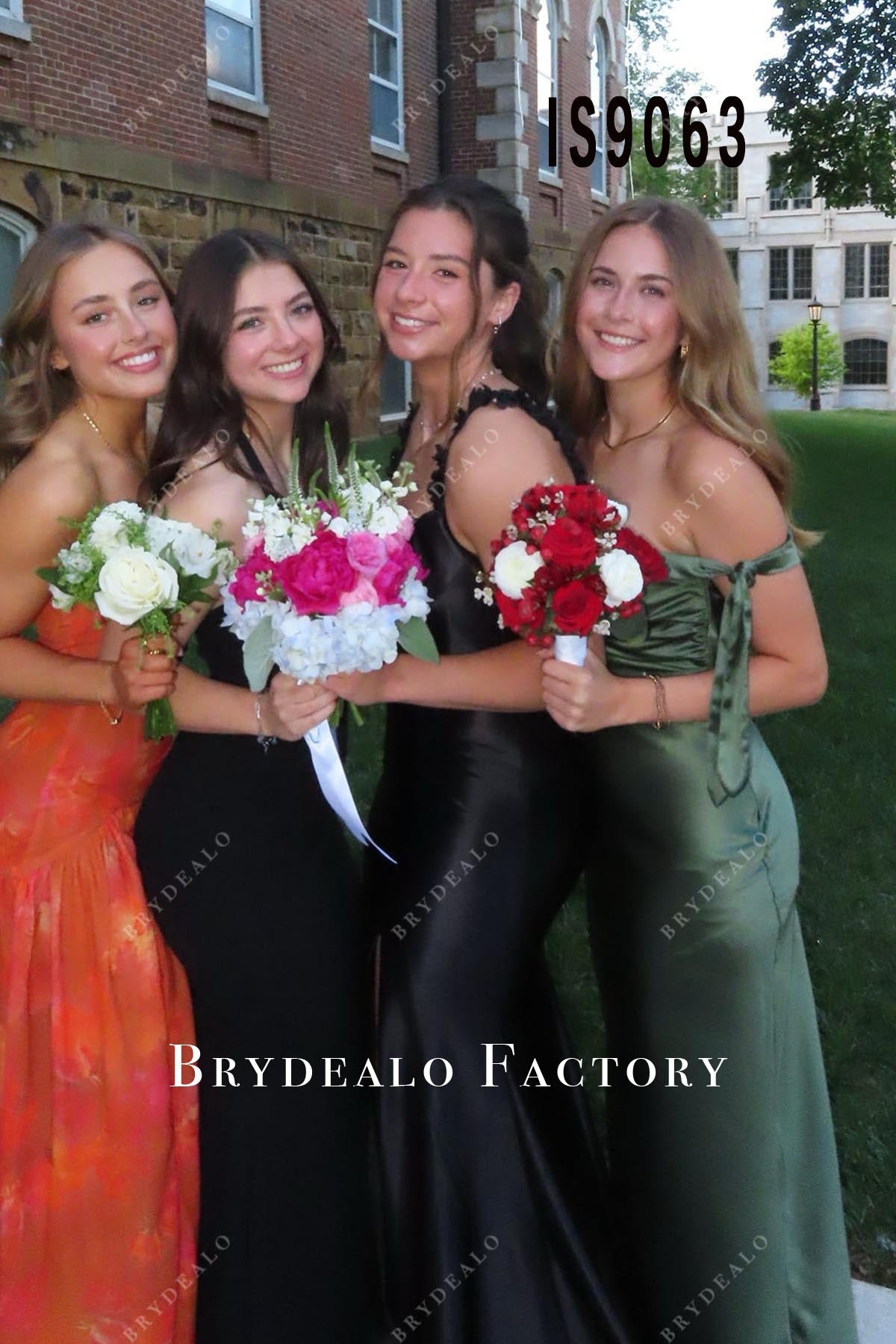 dusty green satin long prom dress