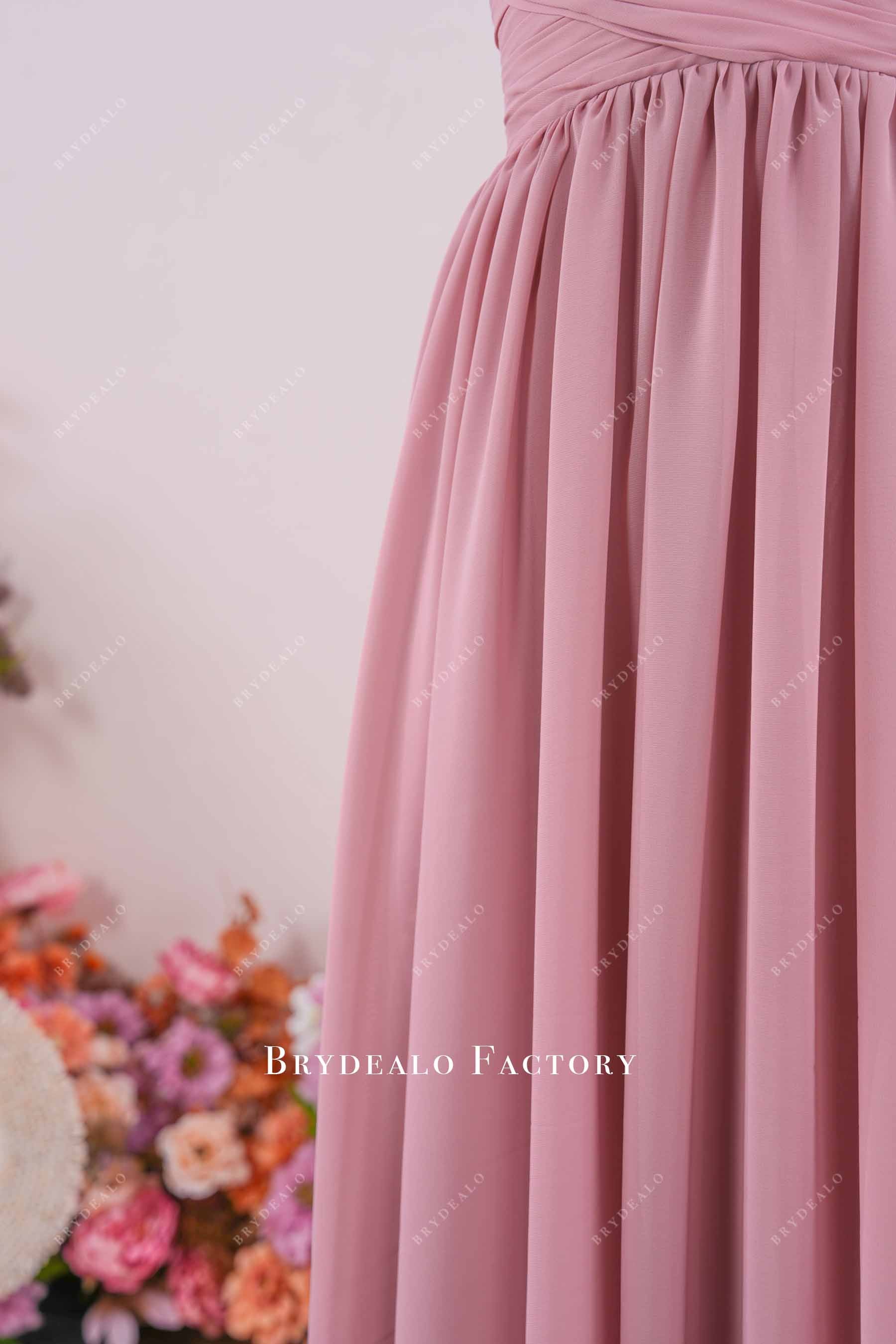 dusty pink chiffon bridesmaid dress
