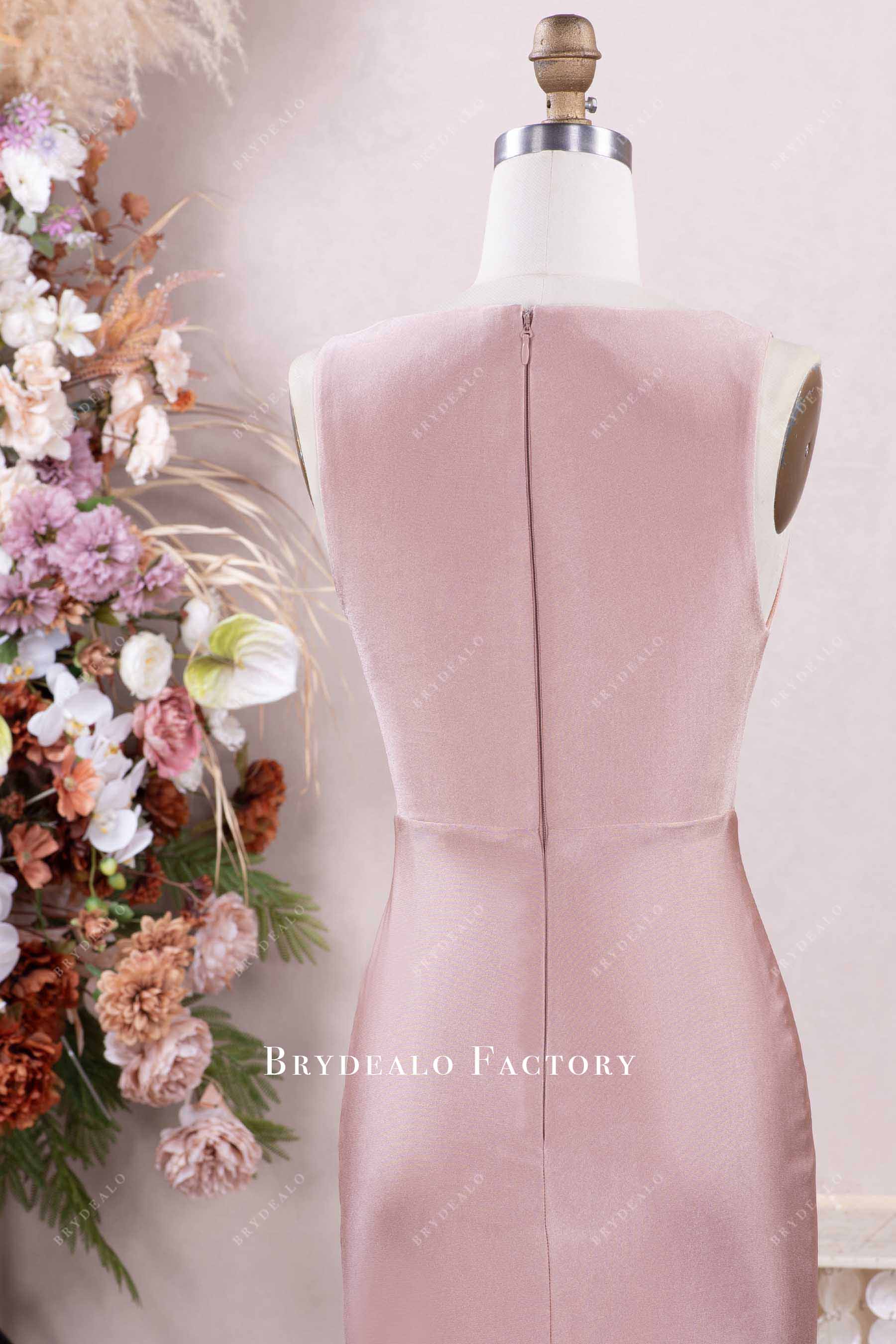 dusty rose conservative back prom dress