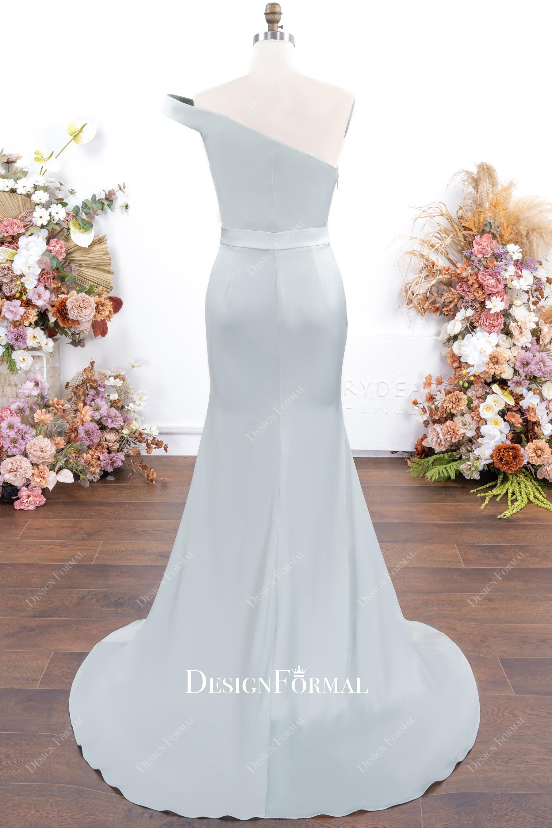 dusty sage fit flare bridesmaid dress
