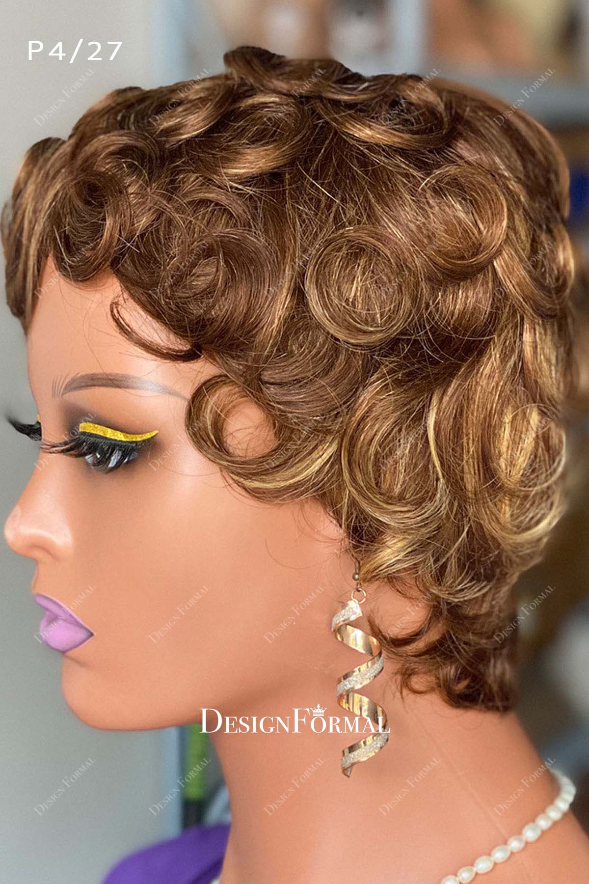 ear length honey blonde wig