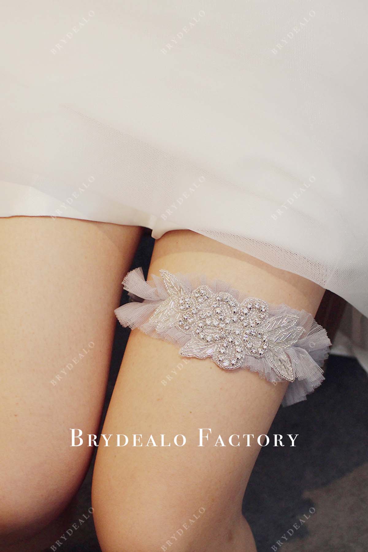 elastic grey wedding garter