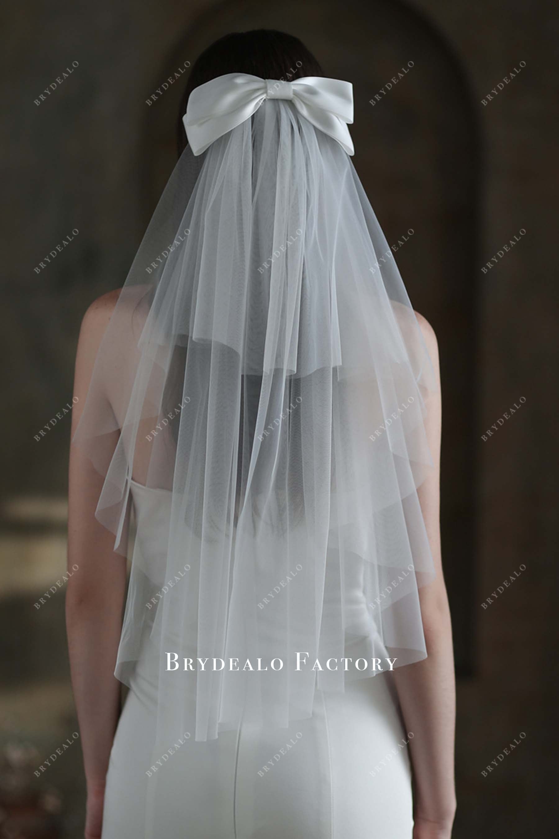 elbow length tulle bridal veil