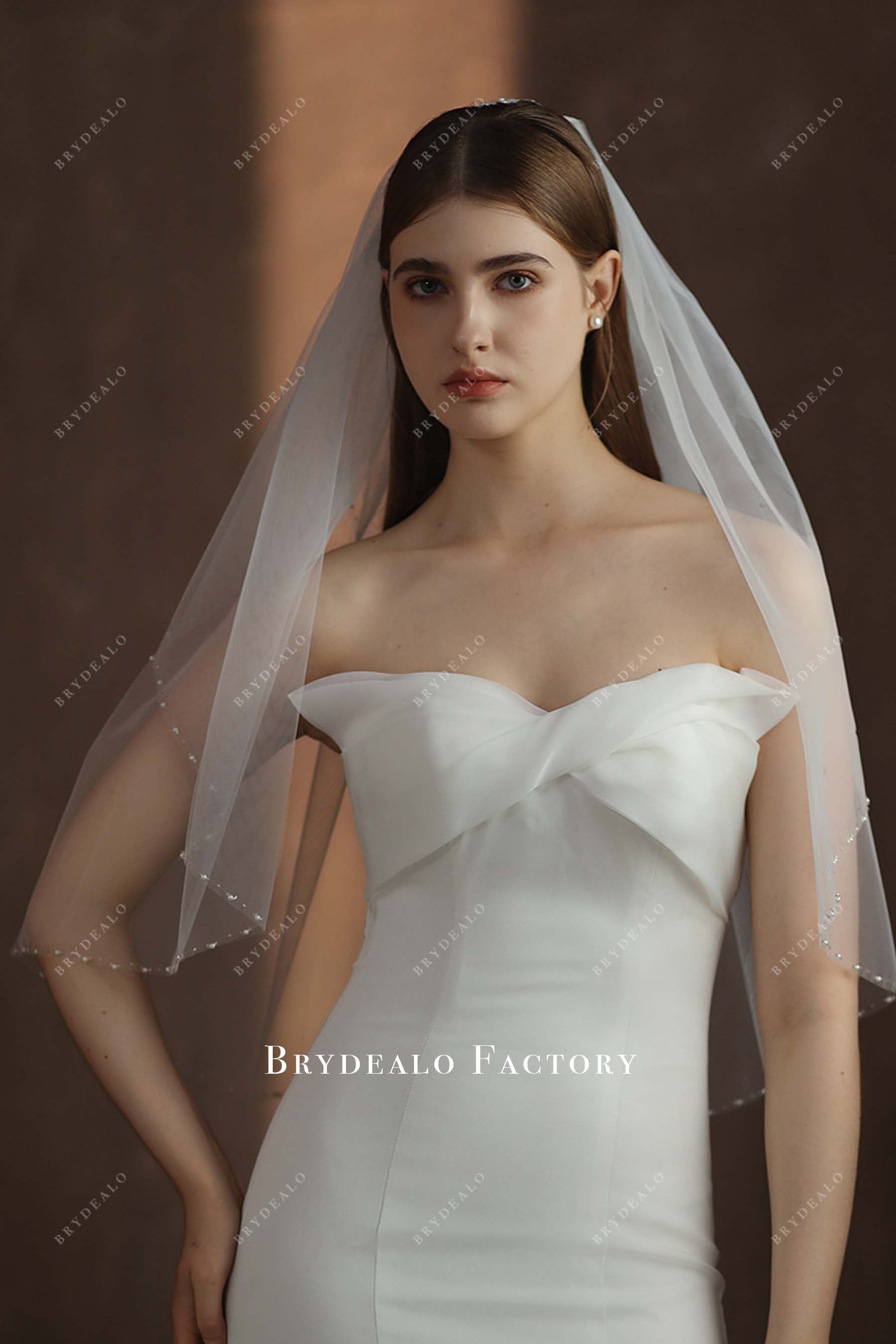 elbow length tulle bridal veil