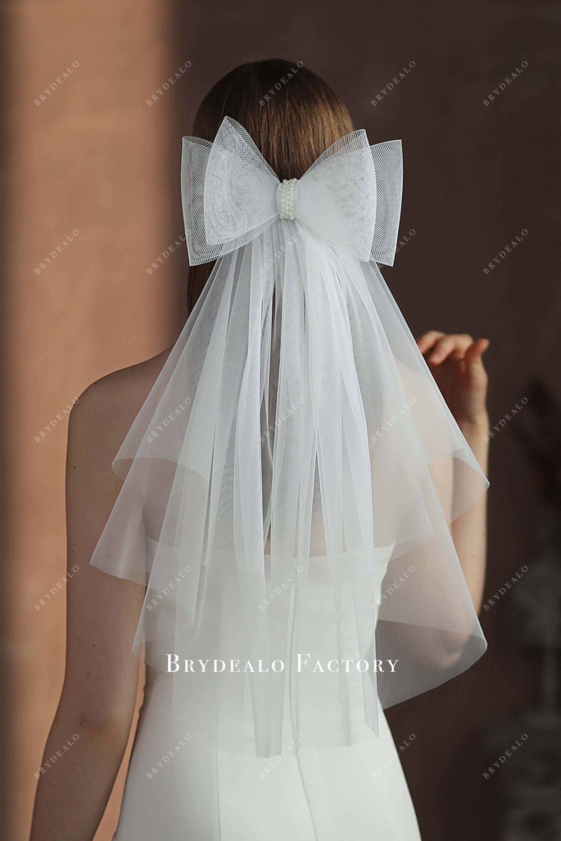 Double Layer Pretty Tulle Bow Veil Online