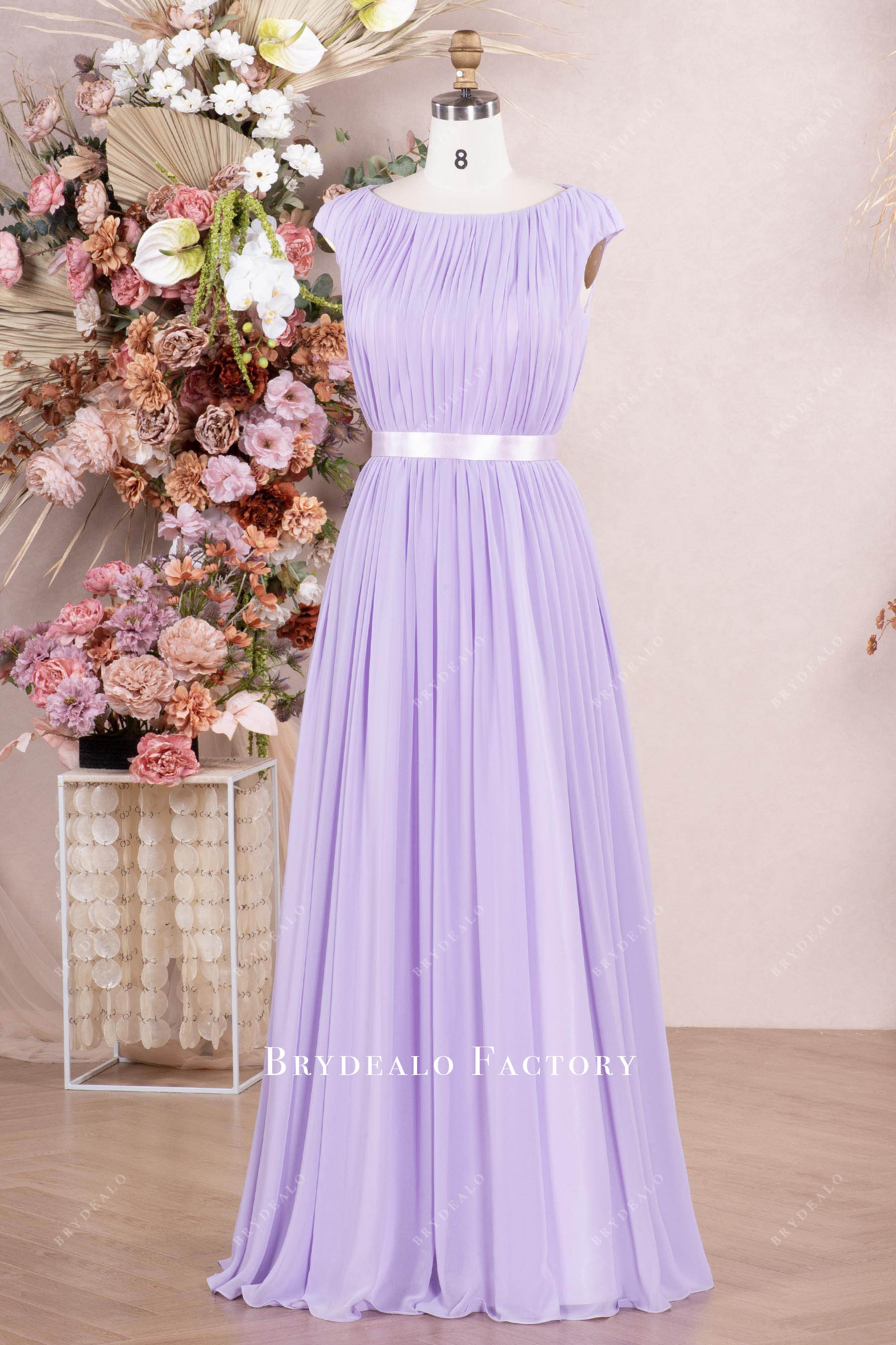 elegant boat neck bridesmaid dress