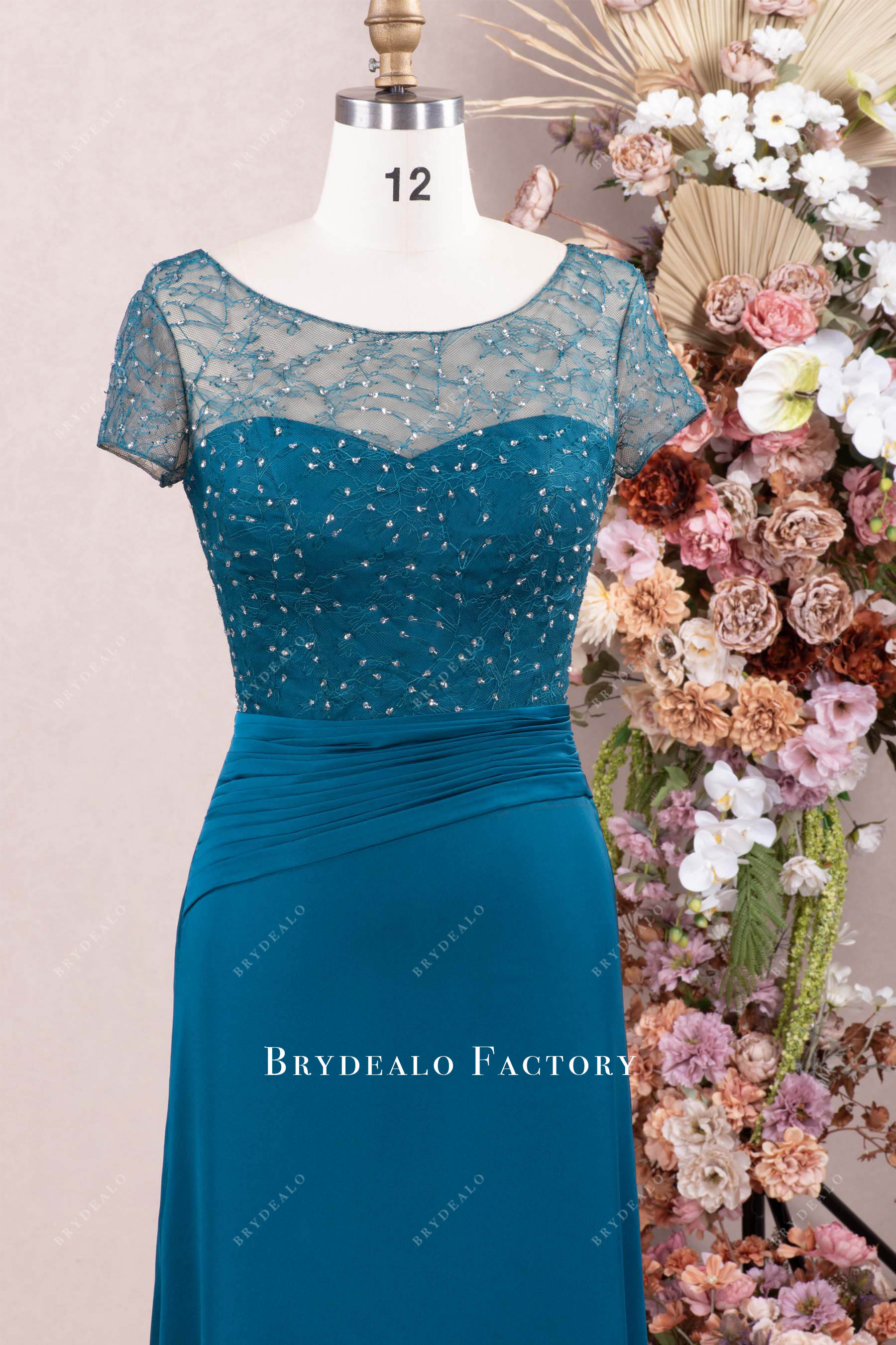 elegant cap sleeve bateau neck formal dress