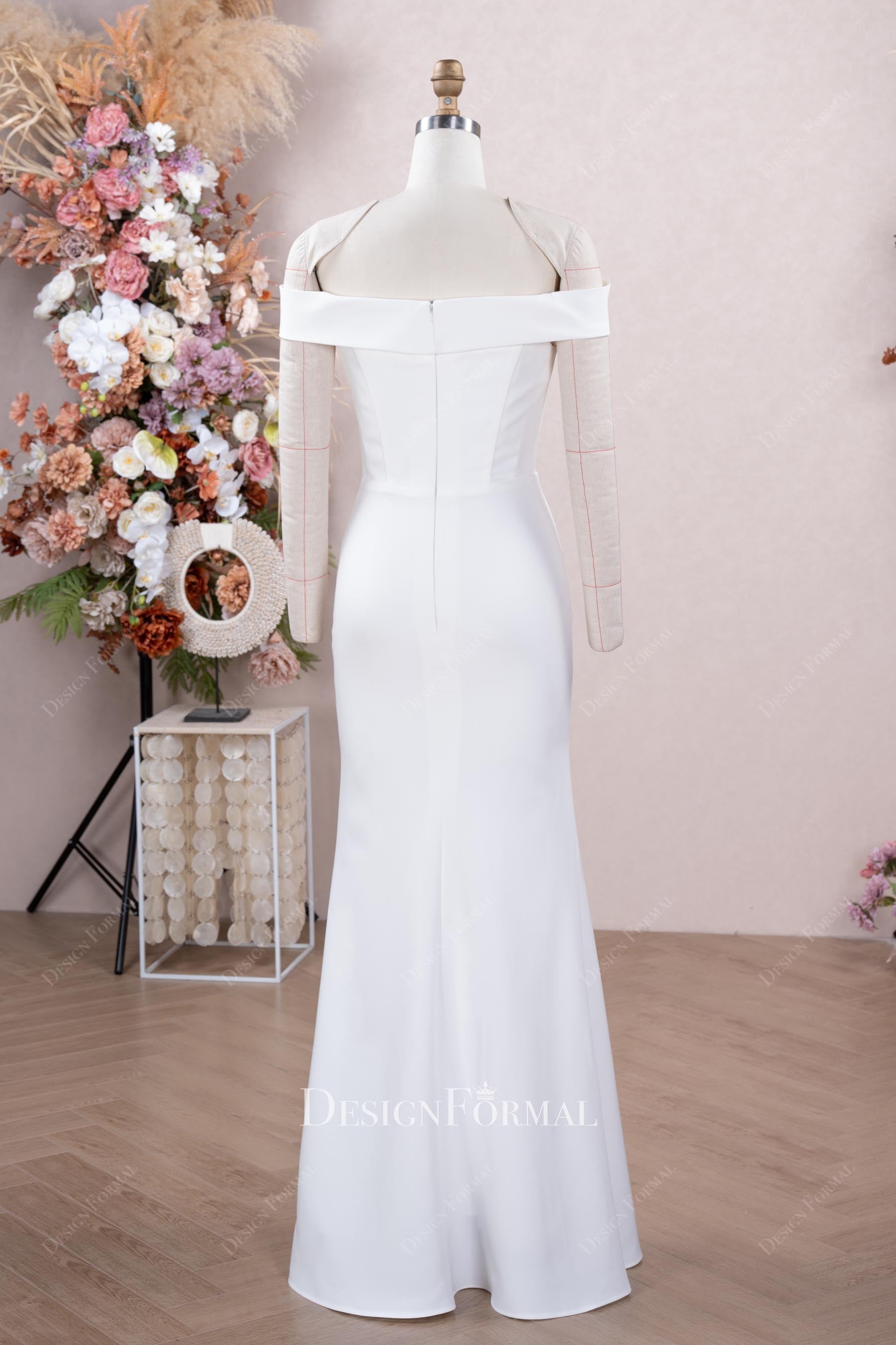 elegant white floor length bridal dress