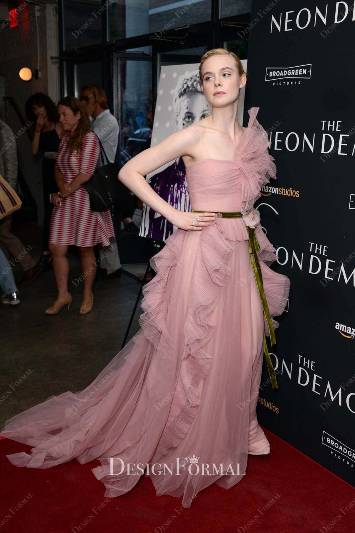 Elle Fanning 2016 chapel train The Neon Demon Premiere dress