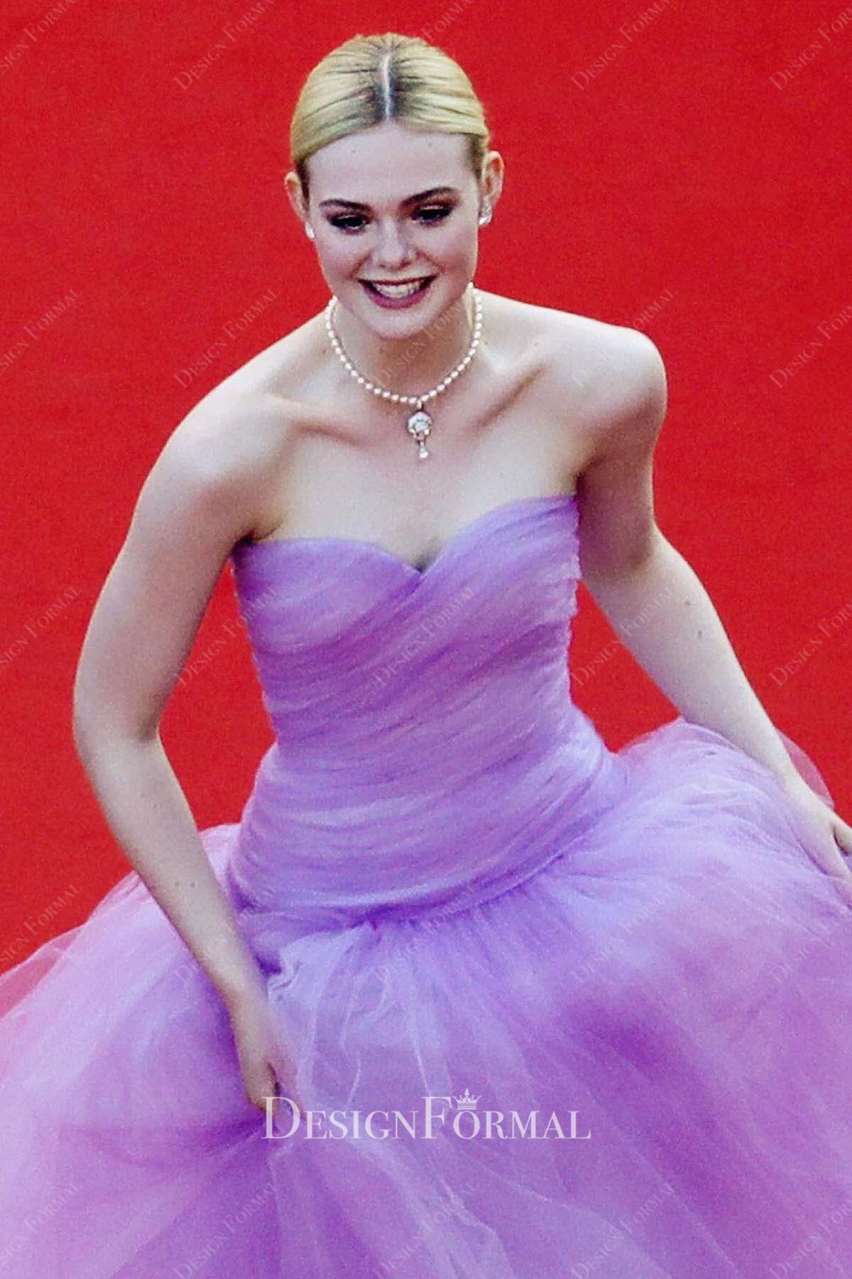 Elle Fanning 2017 pleated tulle Cannes Film Festival dress