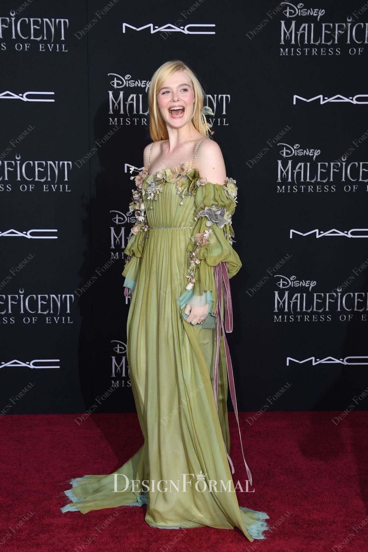 Elle Fanning 2019 a line Maleficent Premiere dress