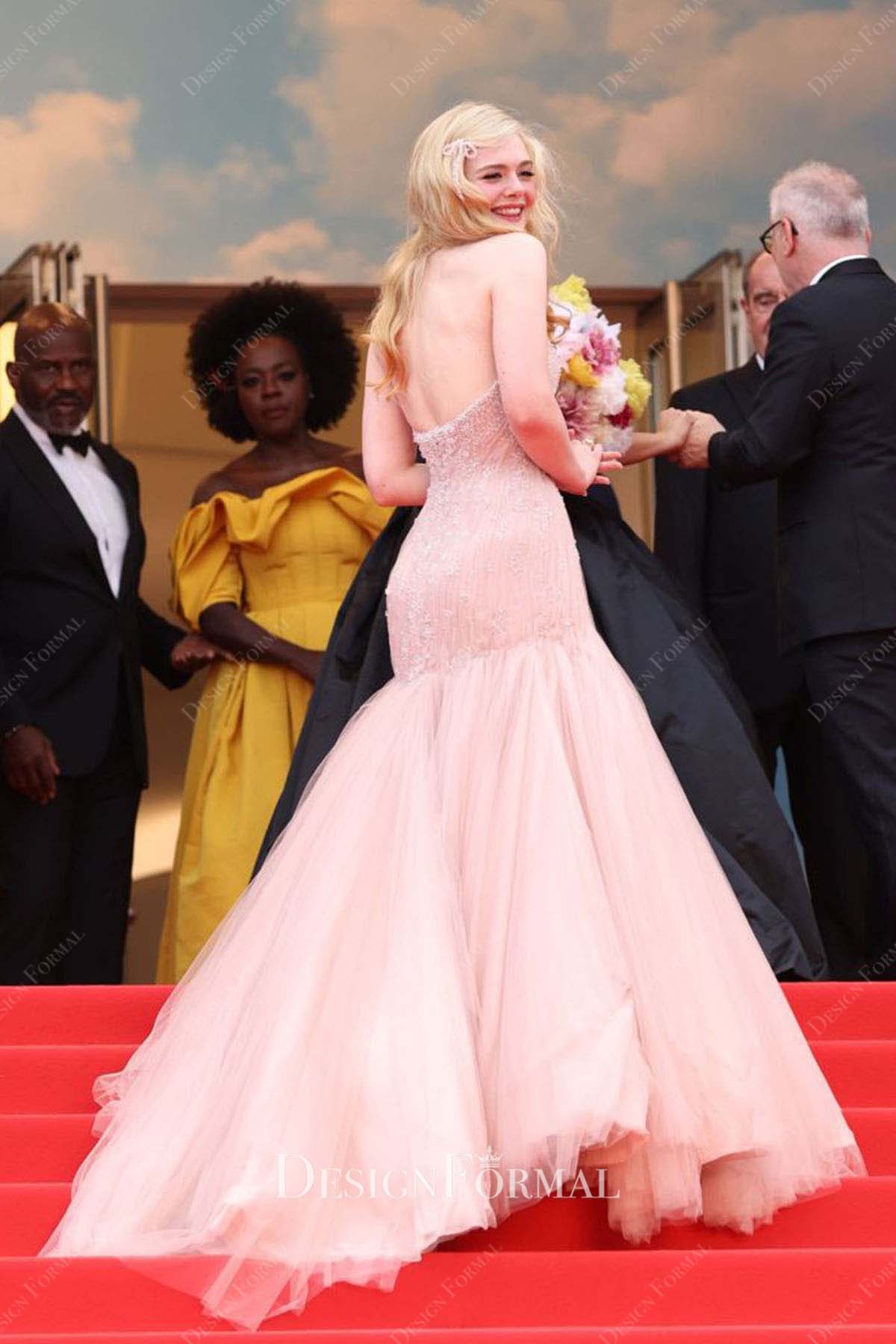 Elle Fanning 2022 open back Cannes Film Festival dress