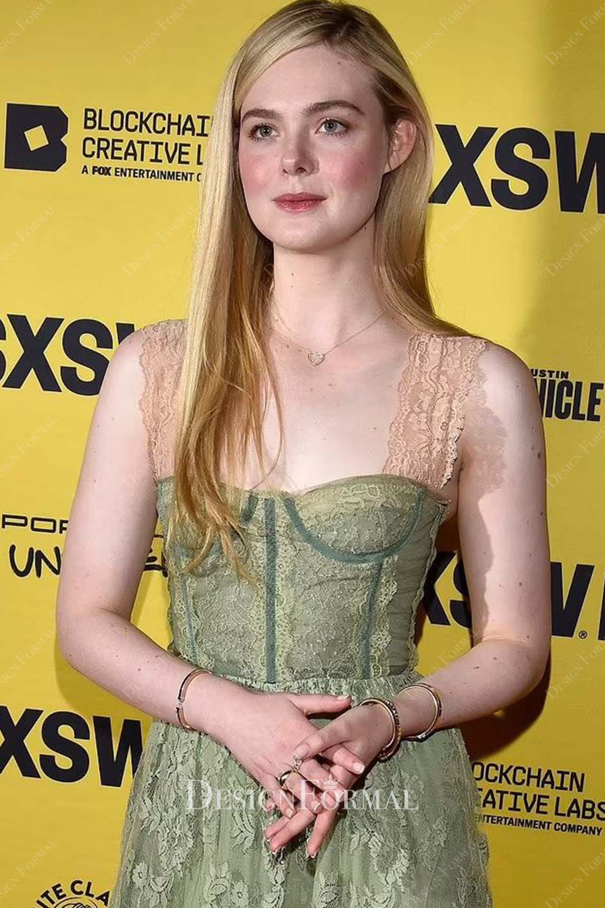 Elle Fanning 2022 semi sweetheart neck The Girl From Plainville Premiere dress