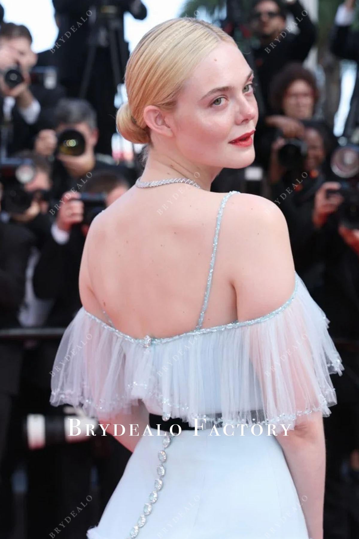 Elle Fanning open back 2025 Cannes Film Festival dress