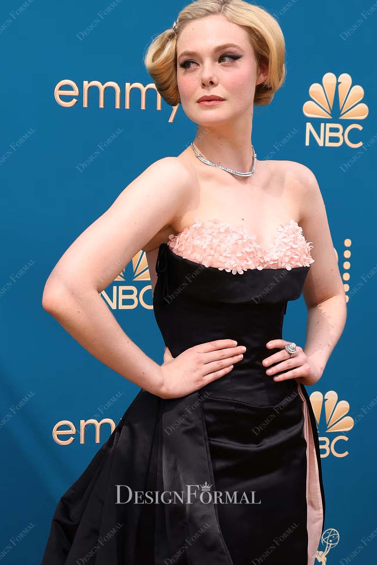Elle Fanning sweetheart neck 74th Emmy Awards dress