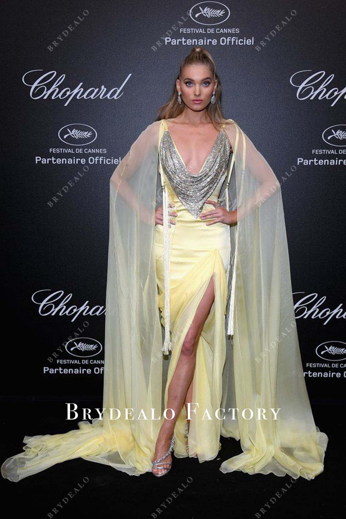 Elsa Hosk daffodil cape dress Cannes Film Festival 2018