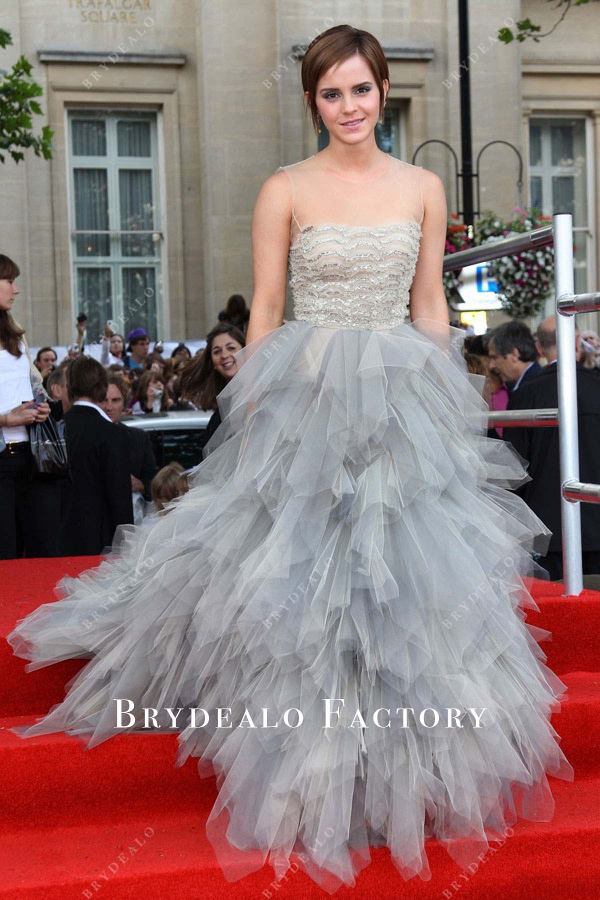 Emma Watson ruffled dress 2011 Harry Potter Deathly Hallows London Premiere