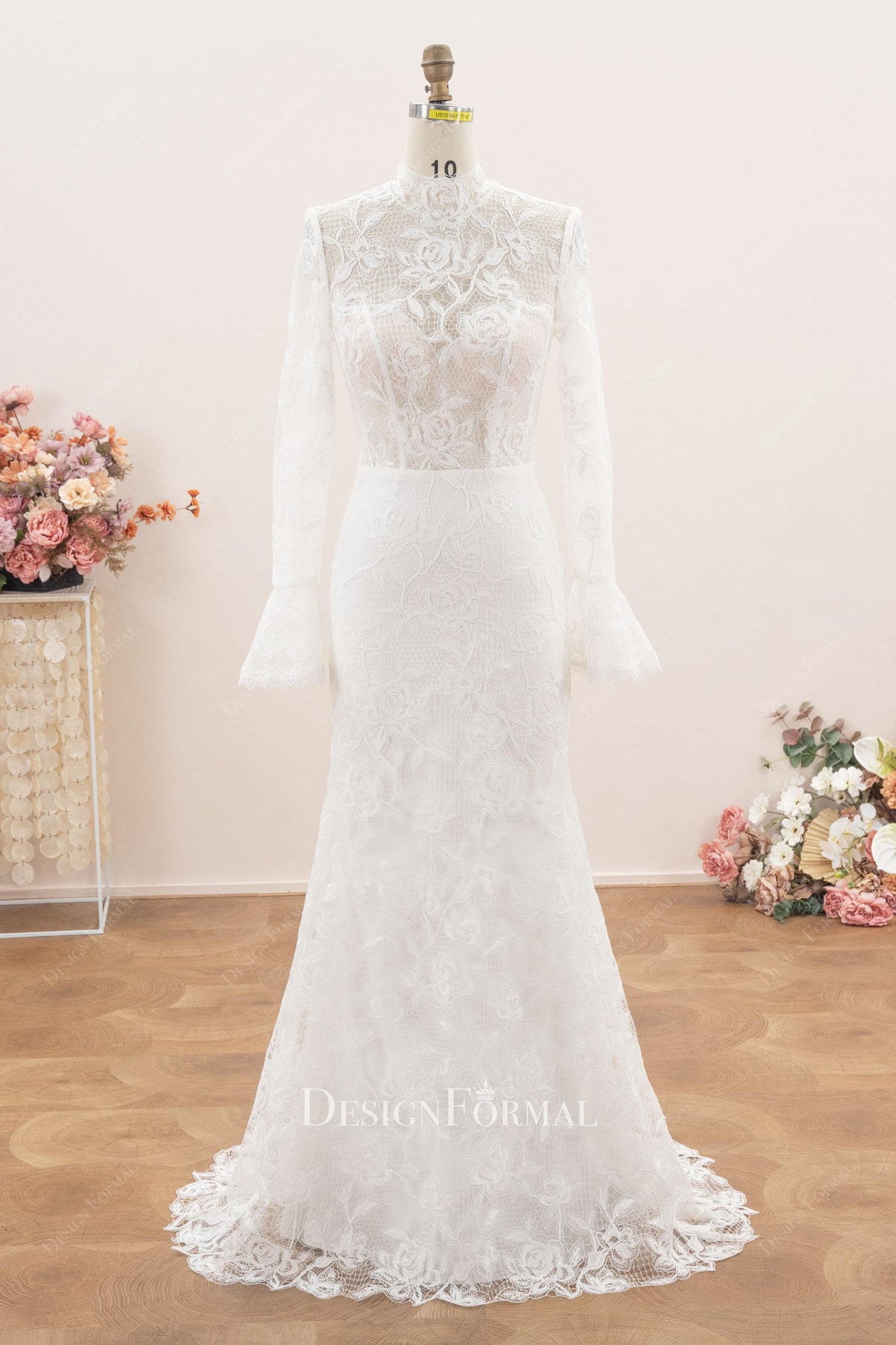 exquisite rose lace mermaid wedding dress