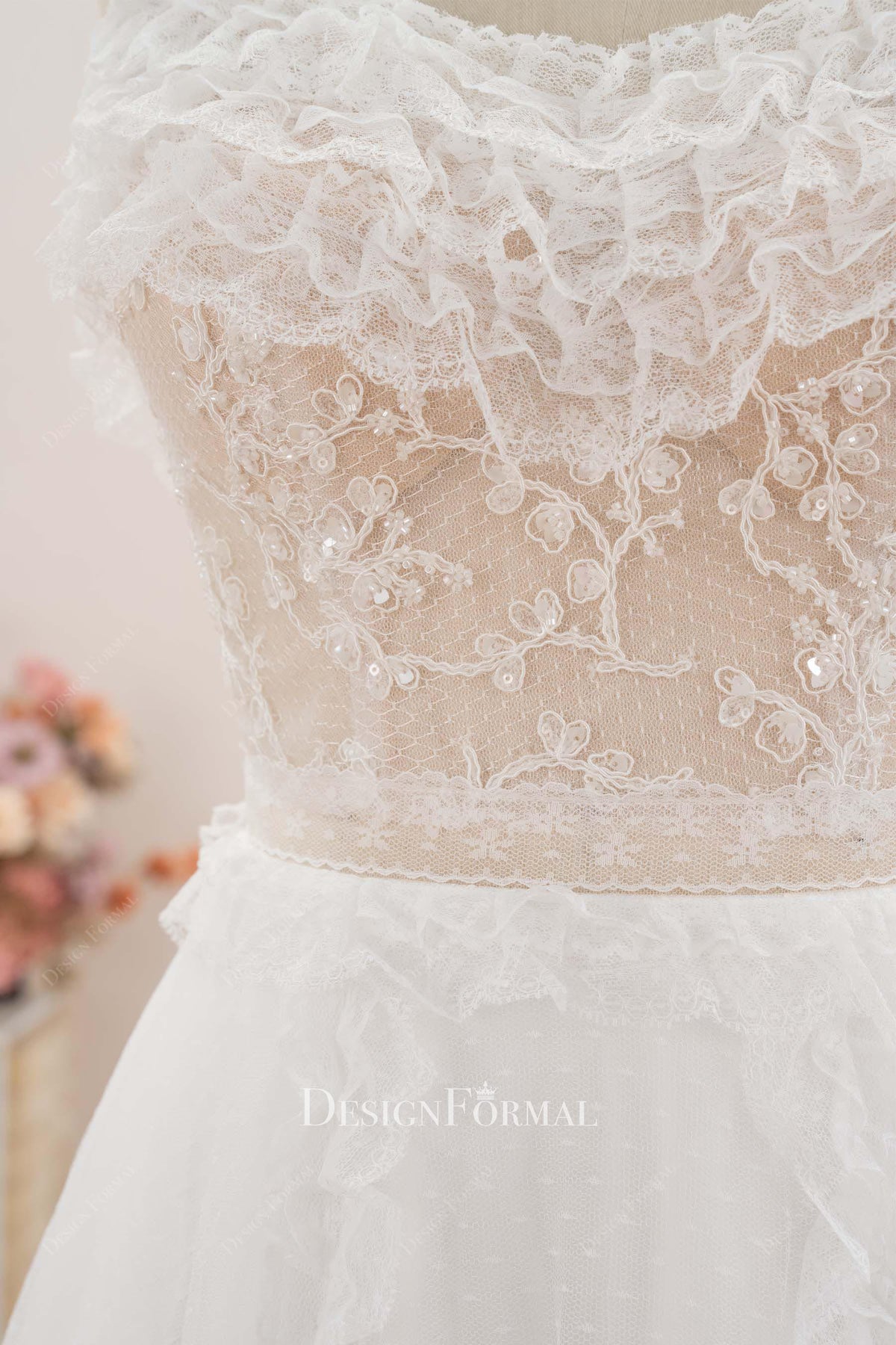 fine lace detail wedding dress