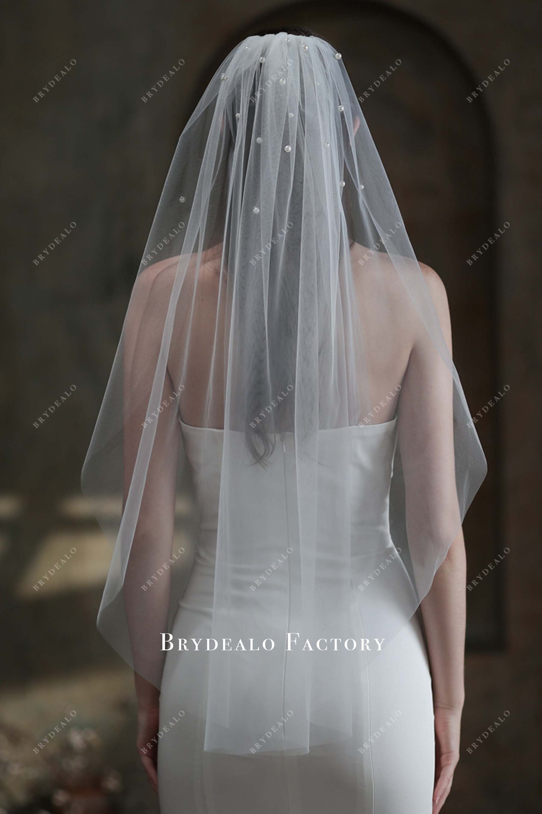 fingertip length tulle bridal veil