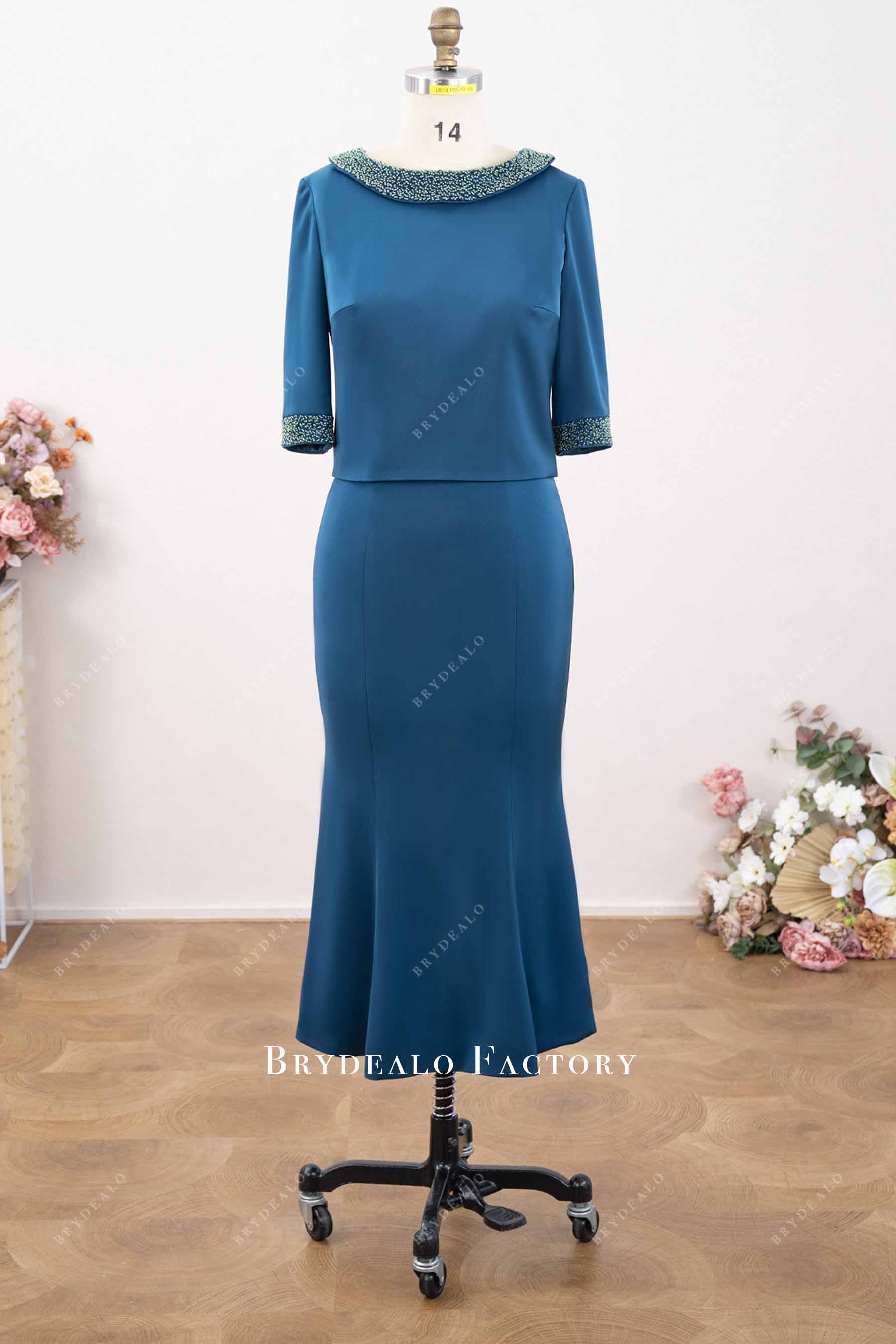 fit flare satin mother of bride dress