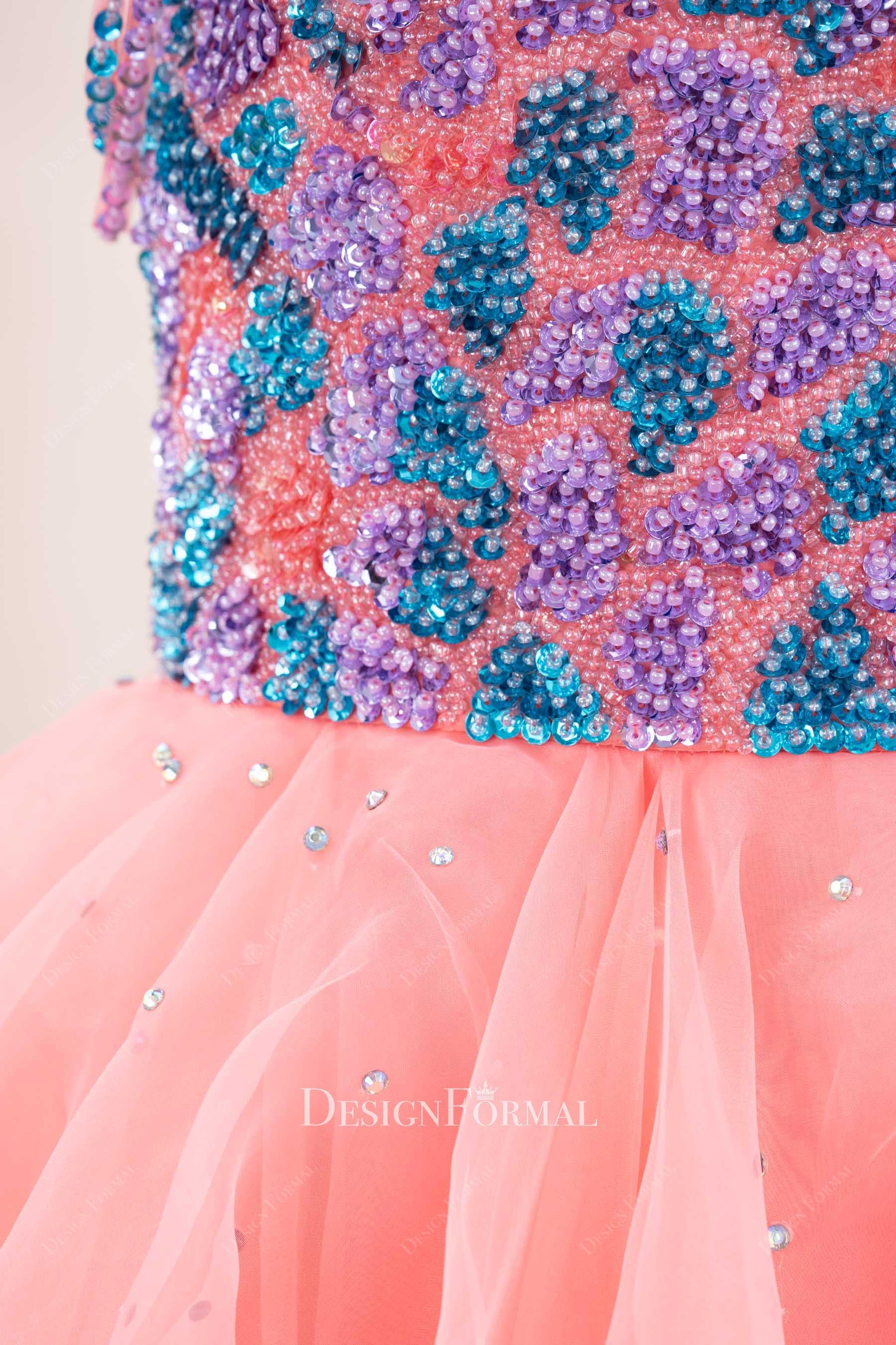 flamingo organza pageant gown