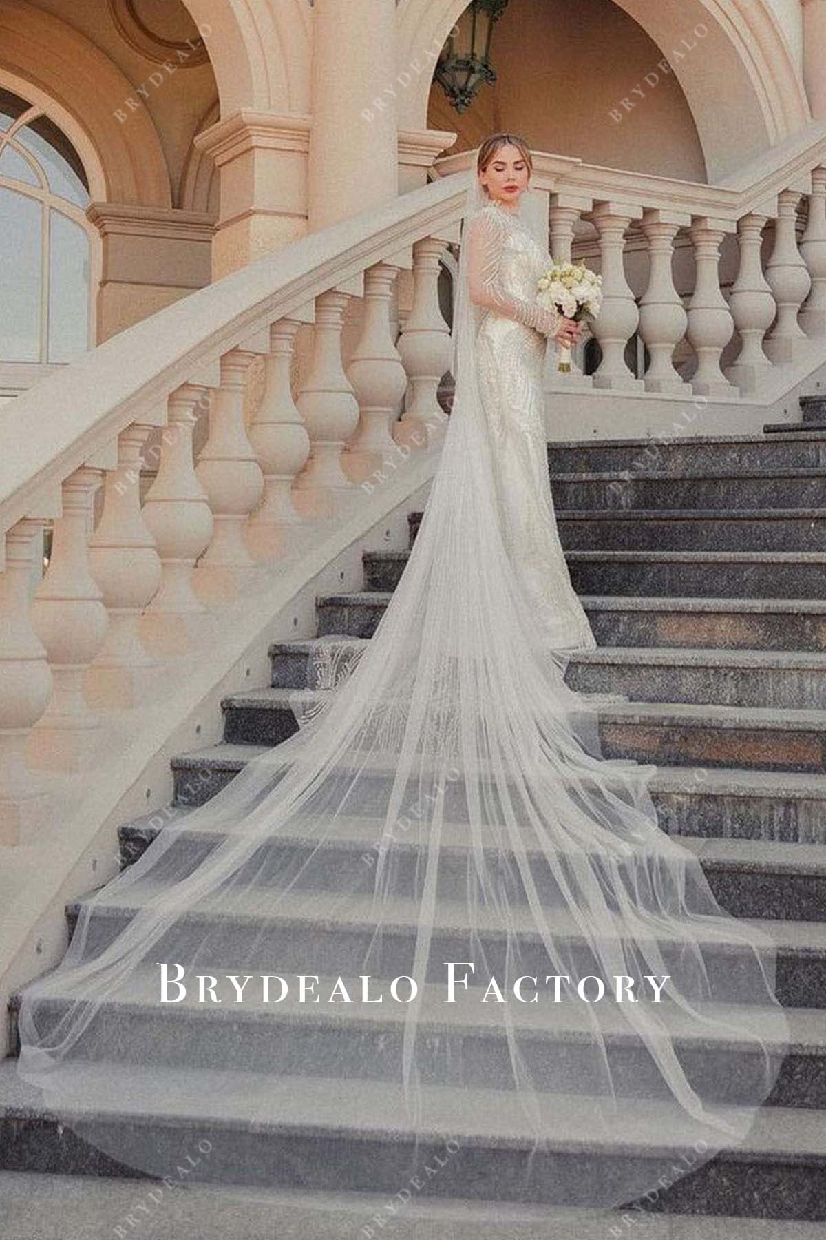 floor length horsehair bridal dress