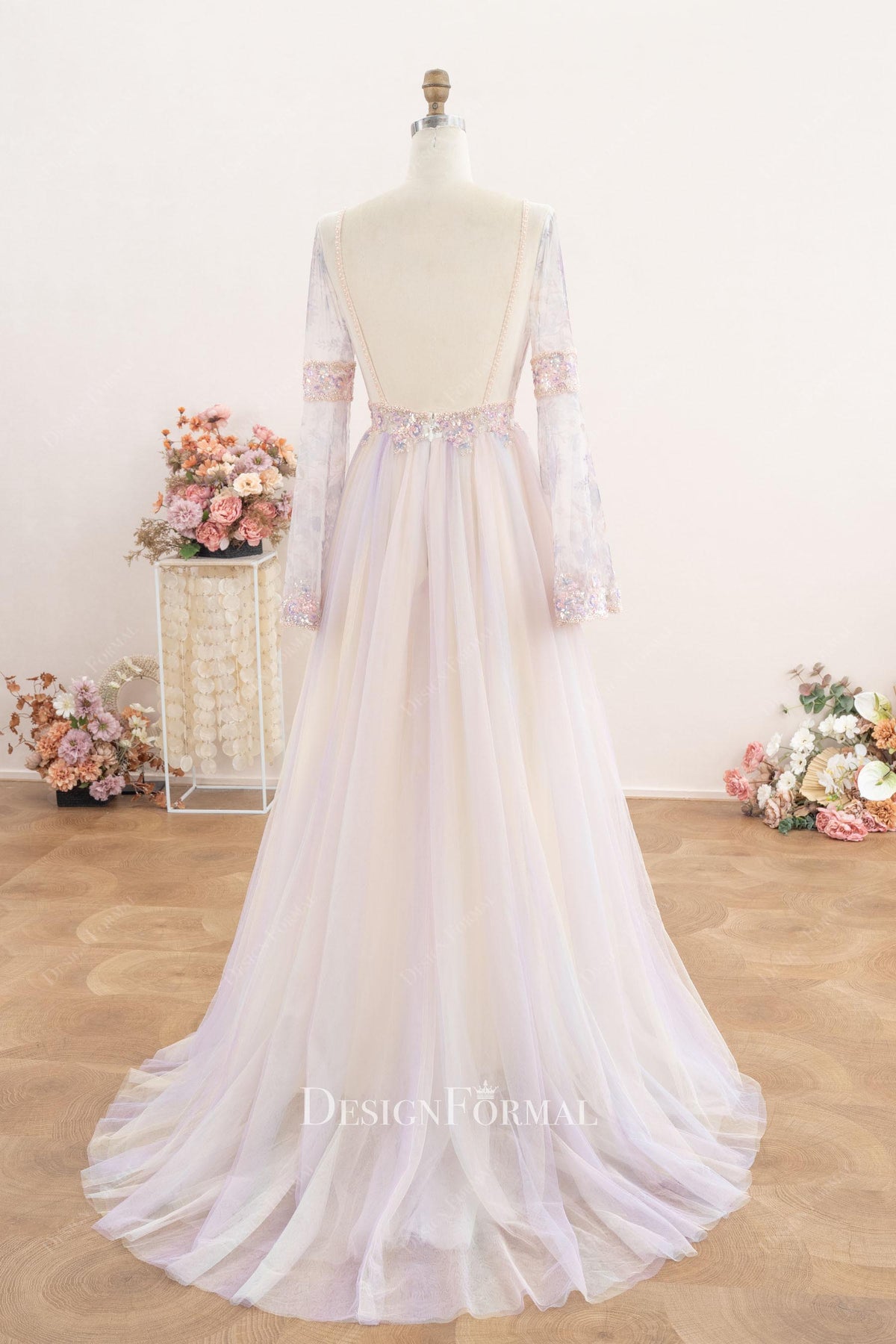 floral lace boho wedding dress