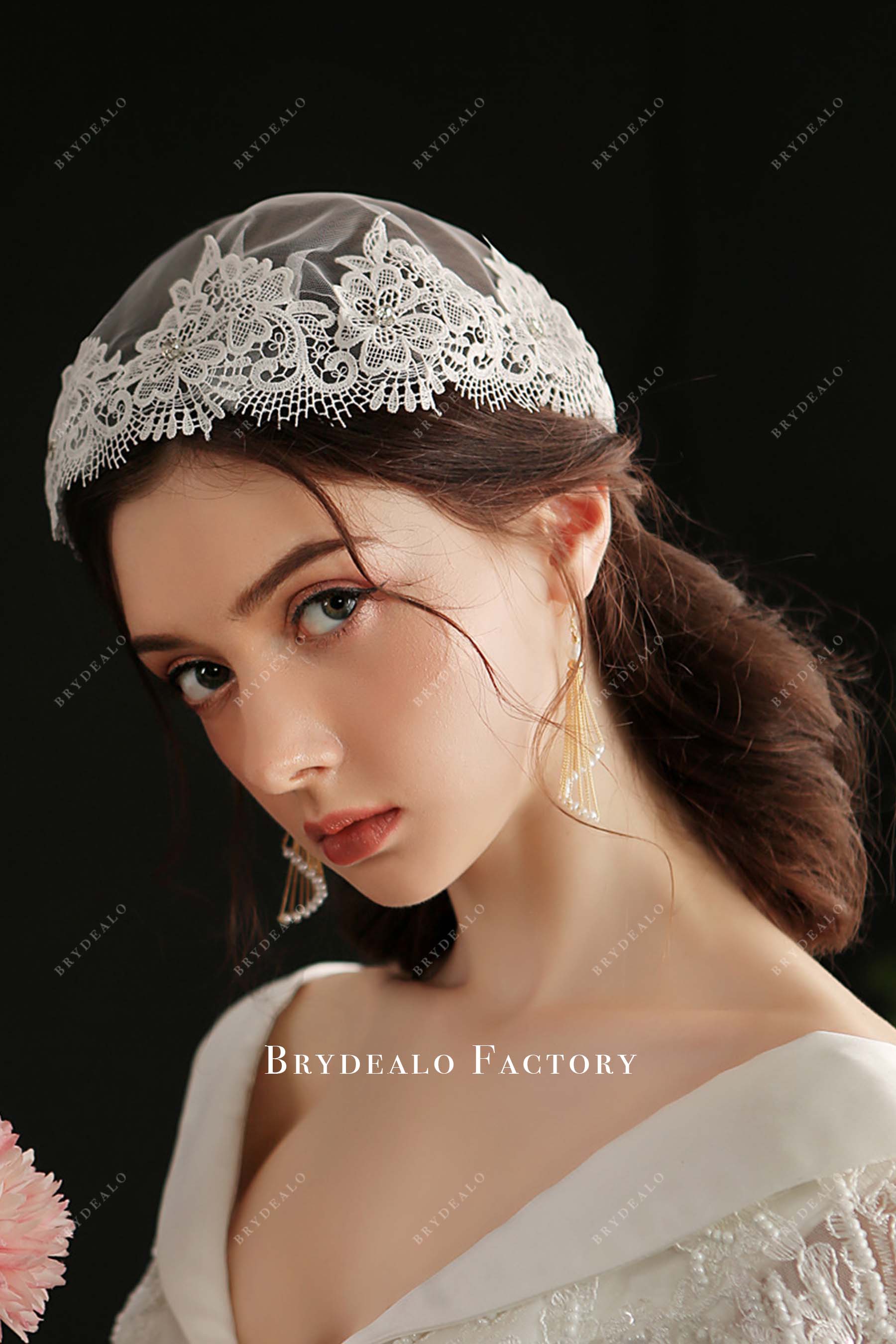 floral lace hat bridal veil