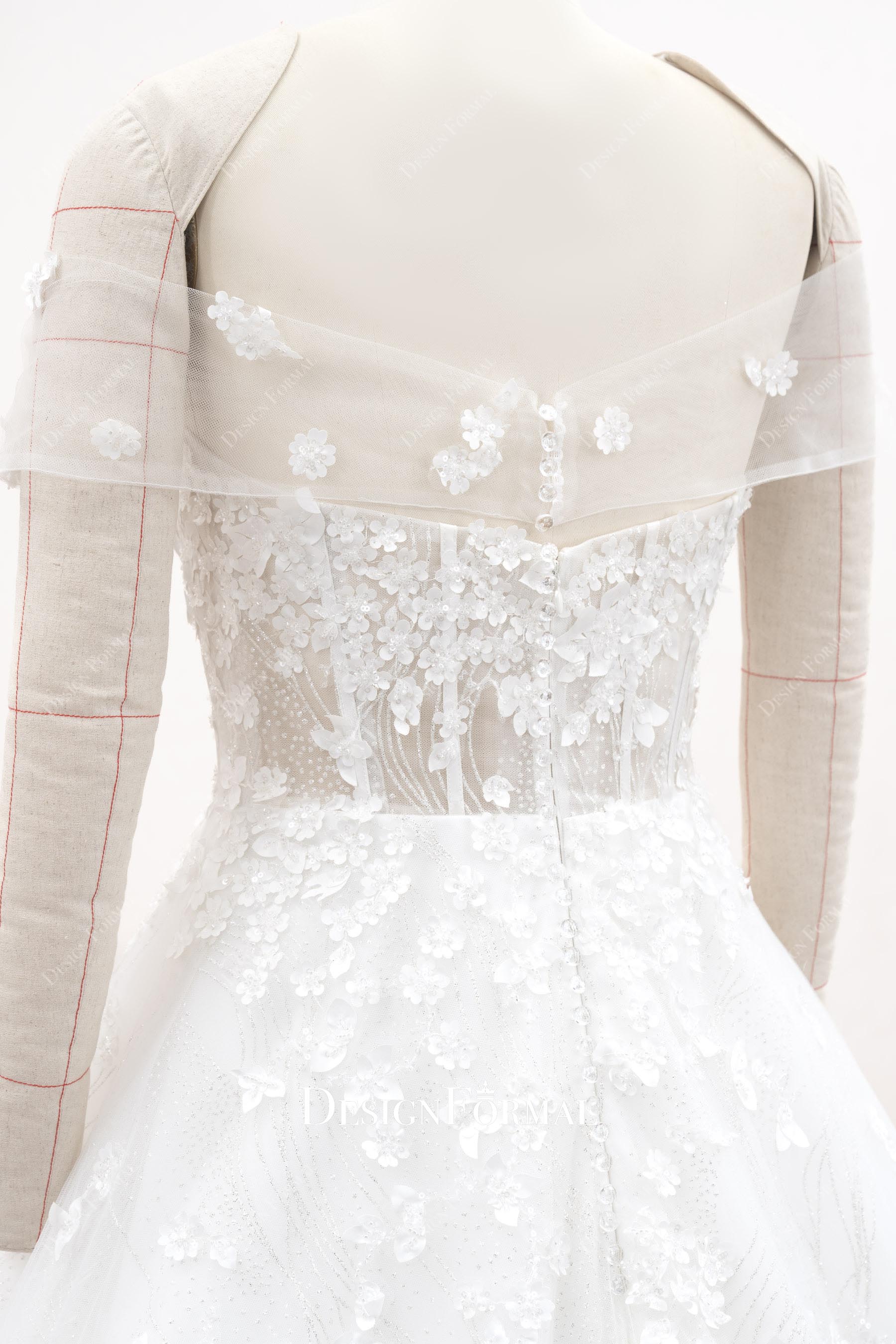 floral lace illusion corset bridal dress