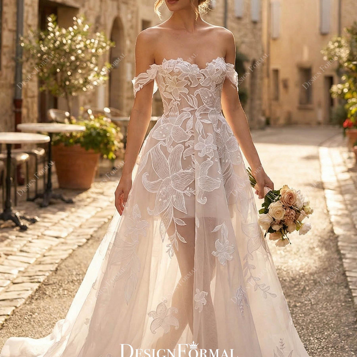 sweetheart lace off the shoulder wedding dress Ethereal Off-Shoulder Sweetheart Wedding Dress