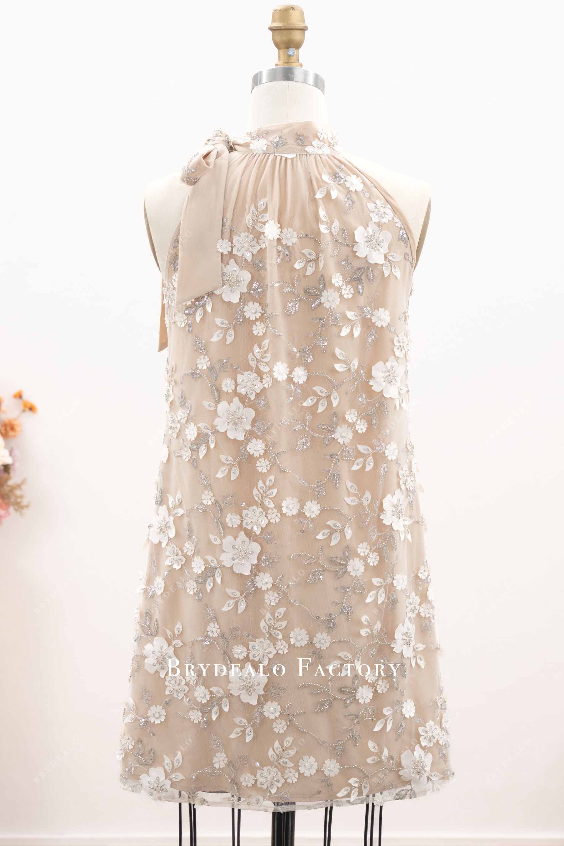floral lace short bridal dress
