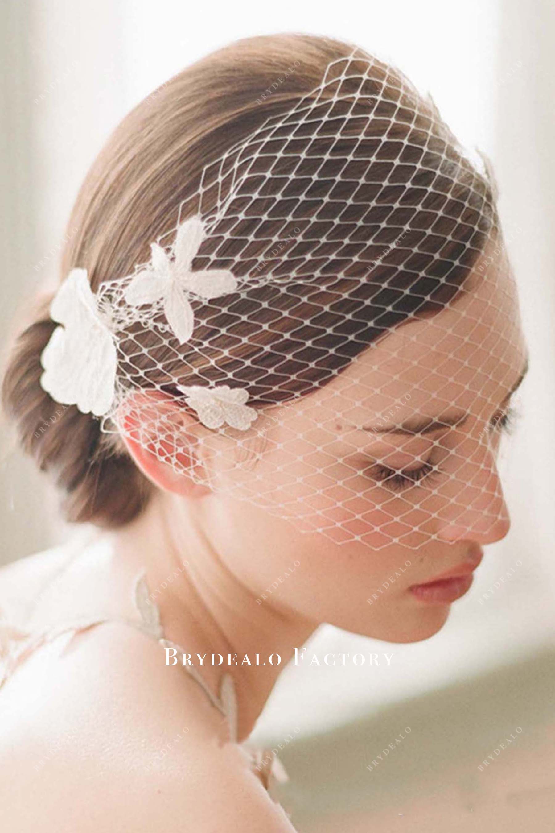 floral net birdcage bridal veil