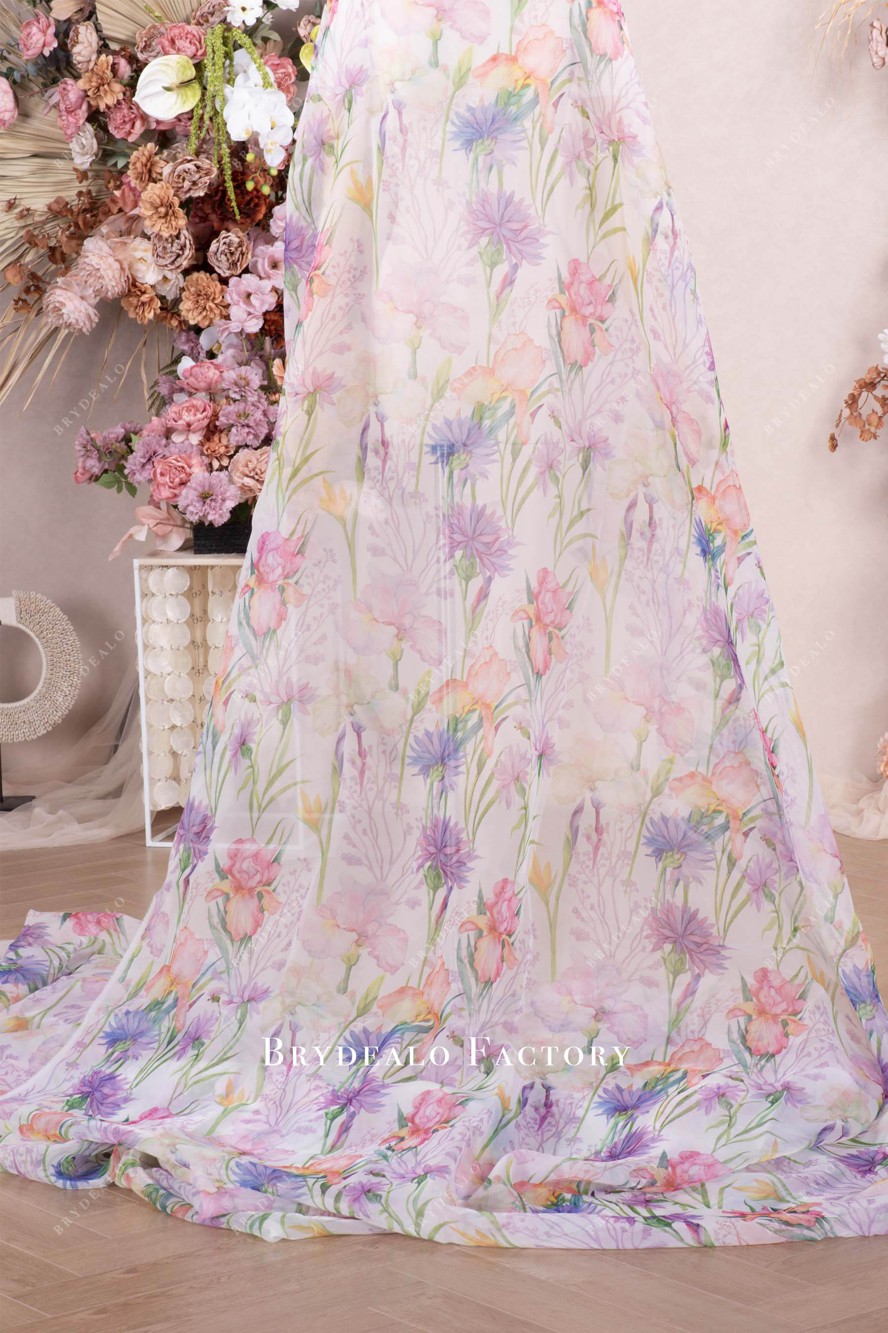 floral print organza fabric for wedding dresses