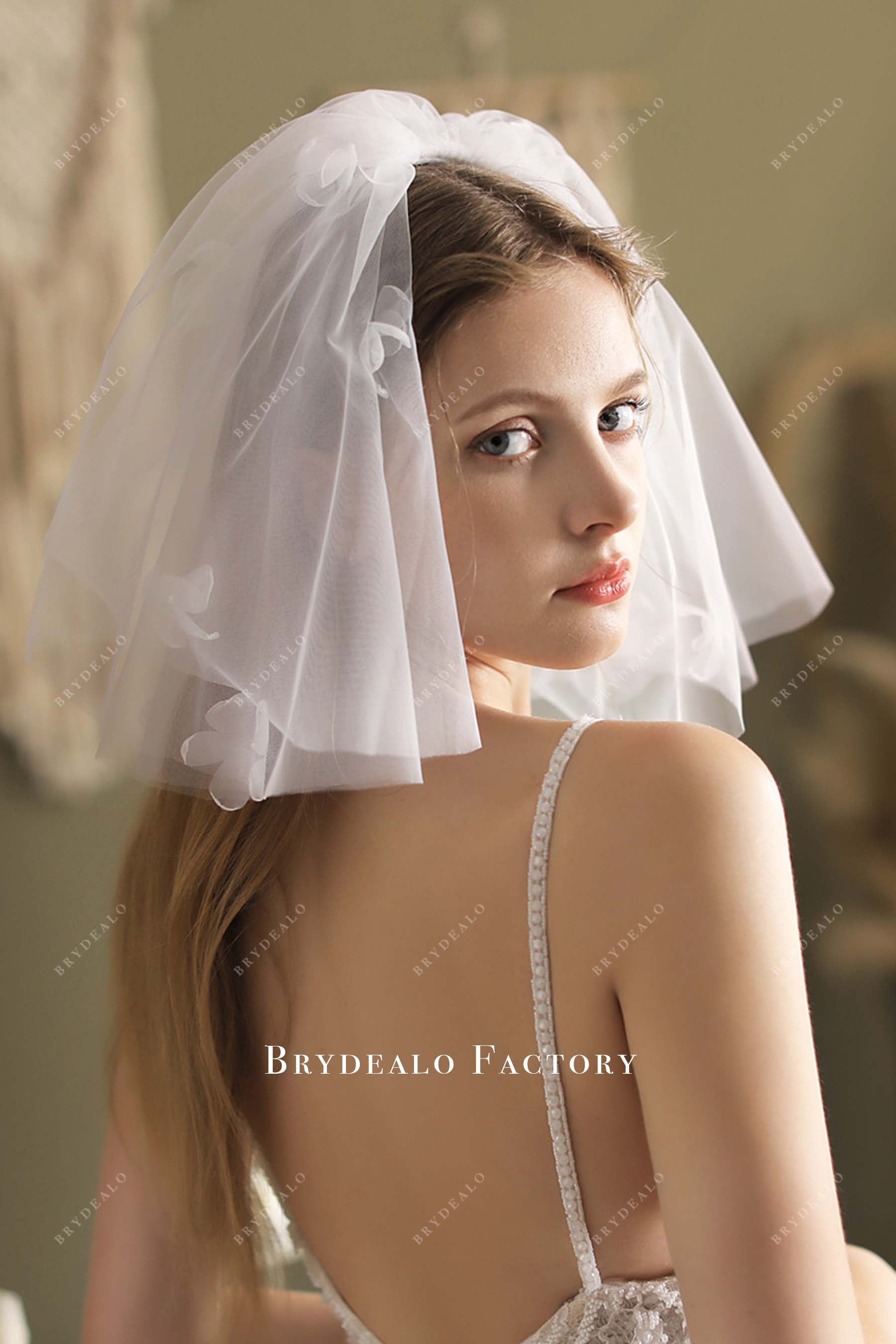 3d flower bridal veil