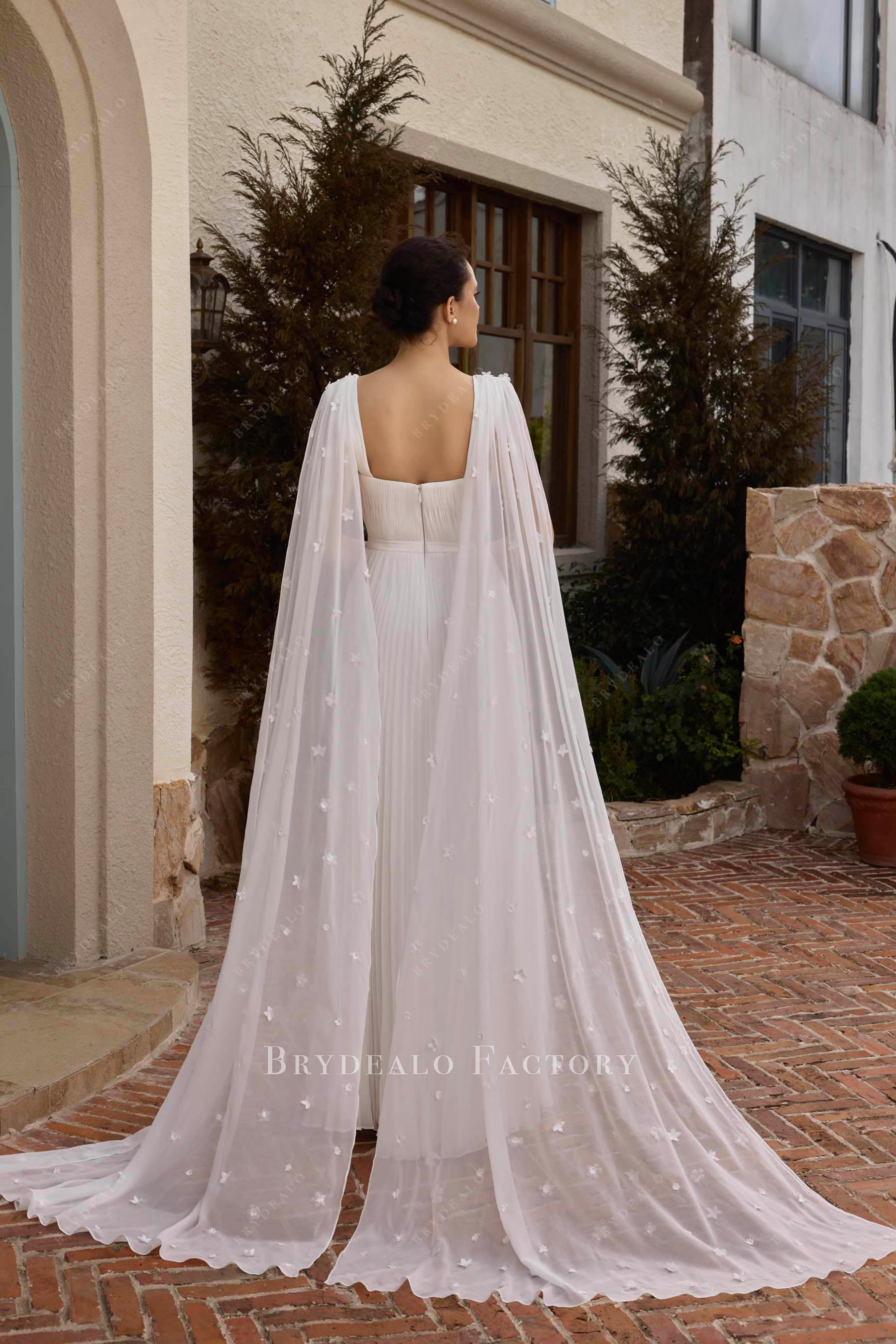 flower chiffon a line bridal gown